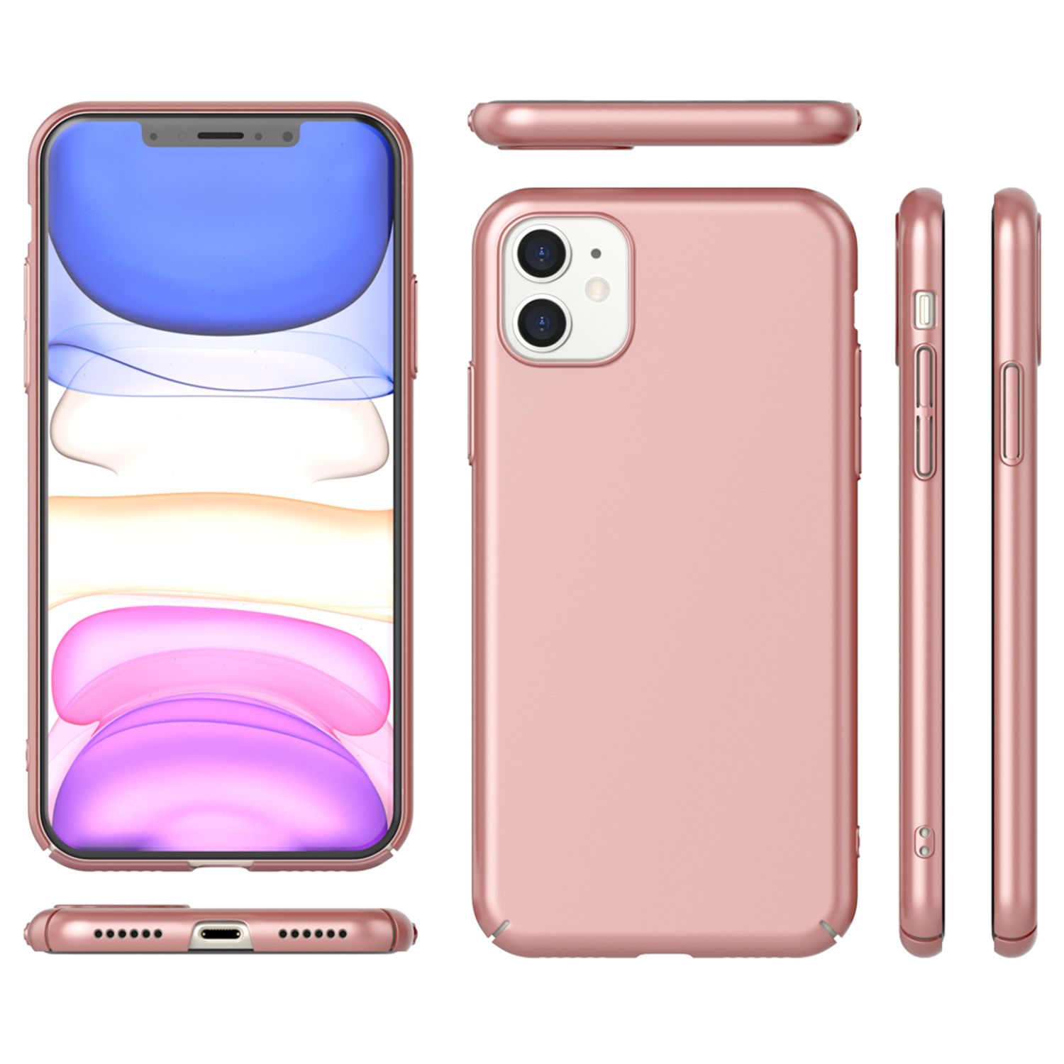 NALIA Handyhülle für iPhone 11, Schutz Case Cover Tasche Bumper Etui Schale Rose Gold NALIA SlimFit Hülle