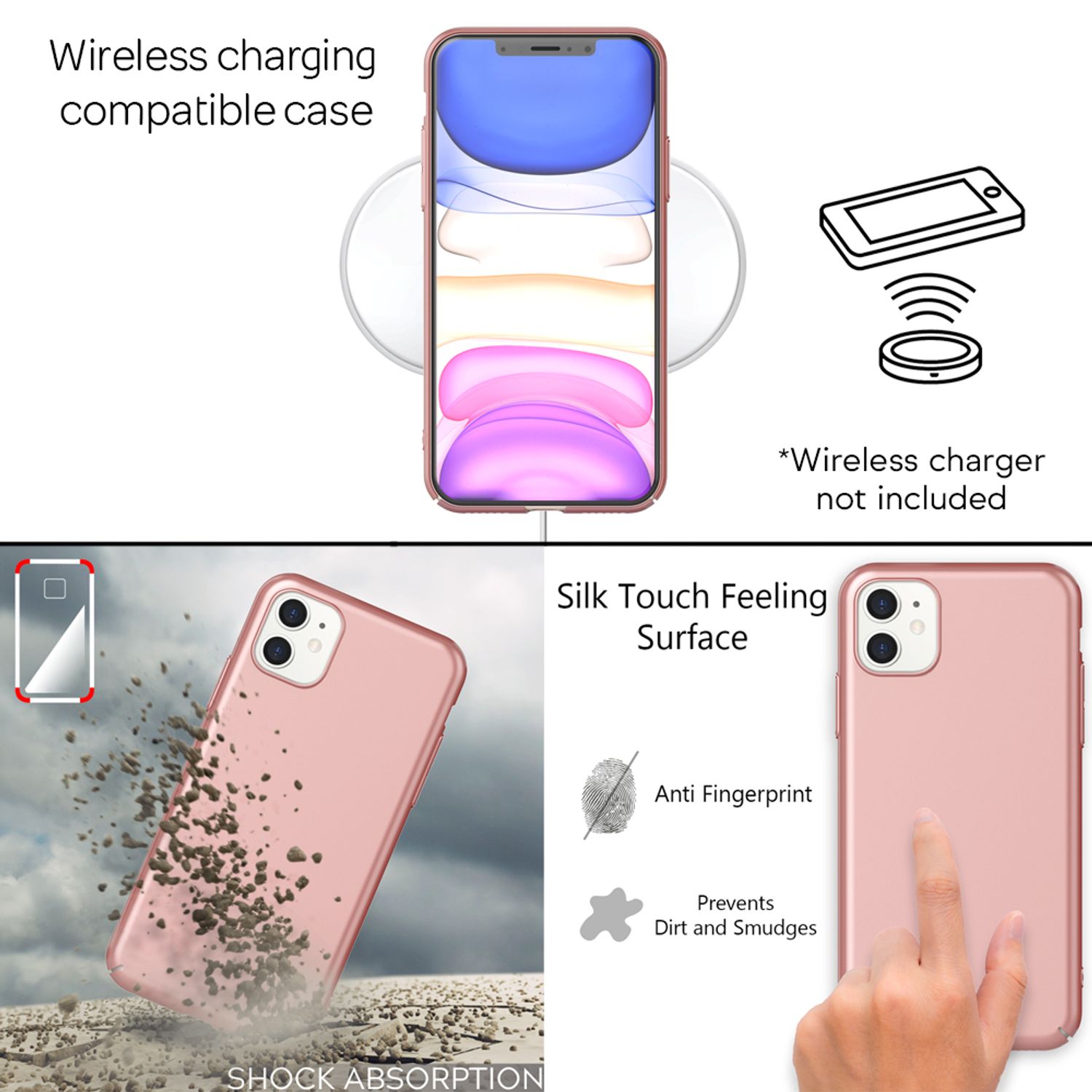 NALIA Handyhülle für iPhone 11, Schutz Case Cover Tasche Bumper Etui Schale Rose Gold NALIA SlimFit Hülle