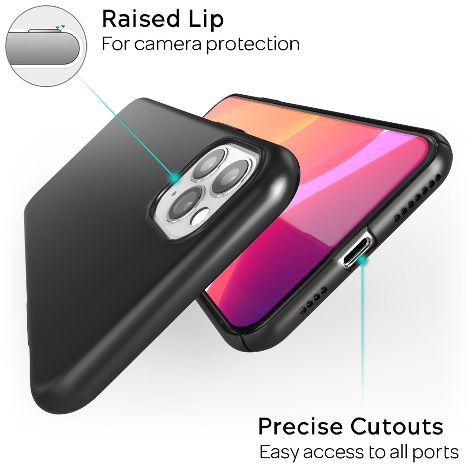 NALIA Handyhülle für iPhone 11 Pro Max, Schutz Case Cover Tasche Bumper Etui Schwarz NALIA SlimFit Hülle