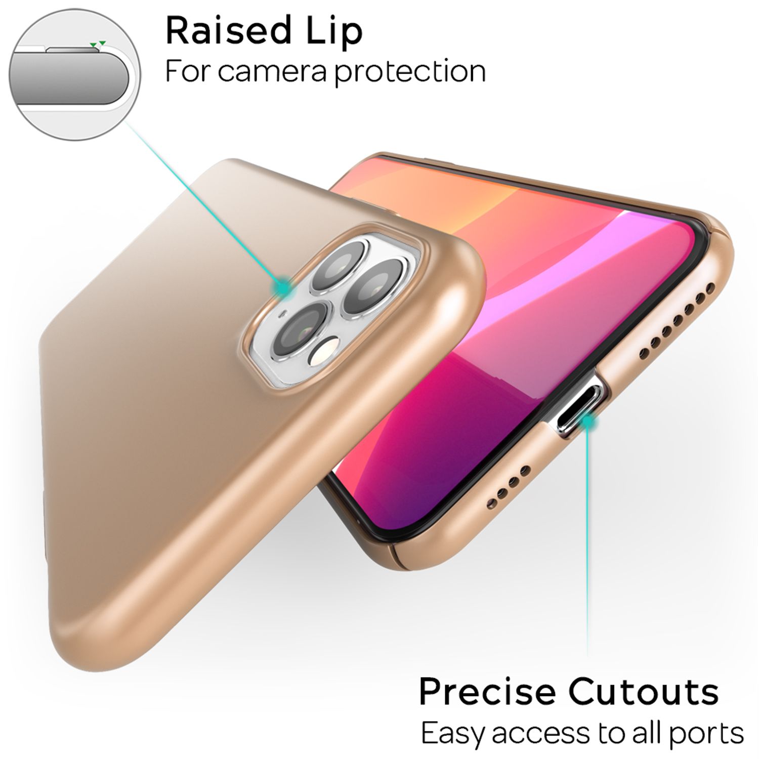 NALIA Handyhülle für iPhone 11 Pro Max, Schutz Case Cover Tasche Bumper Etui Gold NALIA SlimFit Hülle