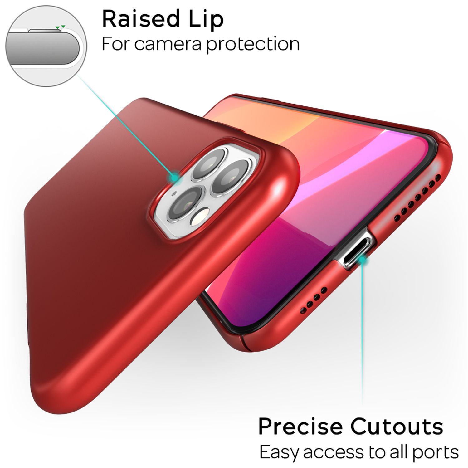 NALIA Handyhülle für iPhone 11 Pro Max, Schutz Case Cover Tasche Bumper Etui Rot NALIA SlimFit Hülle