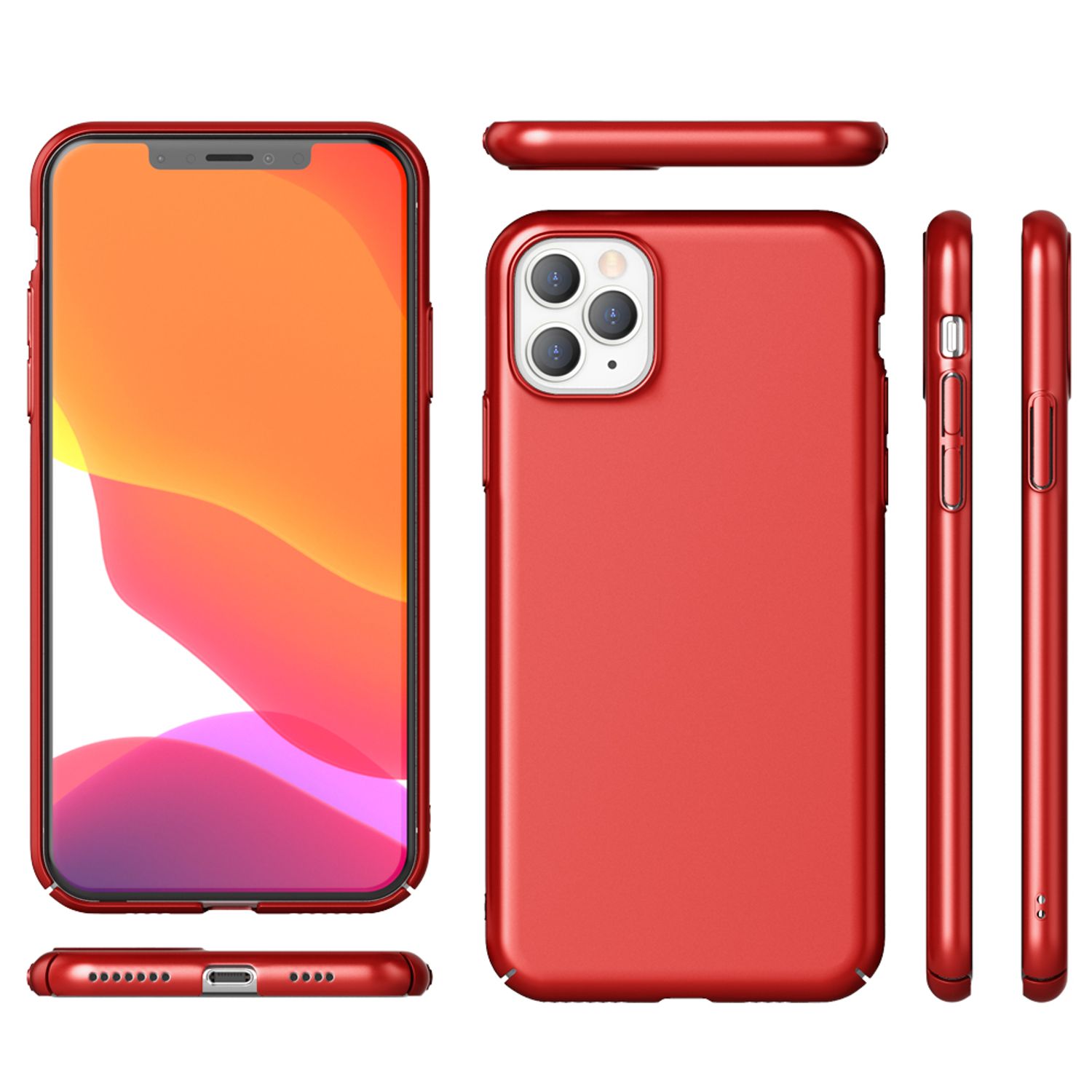 NALIA Handyhülle für iPhone 11 Pro Max, Schutz Case Cover Tasche Bumper Etui Rot NALIA SlimFit Hülle
