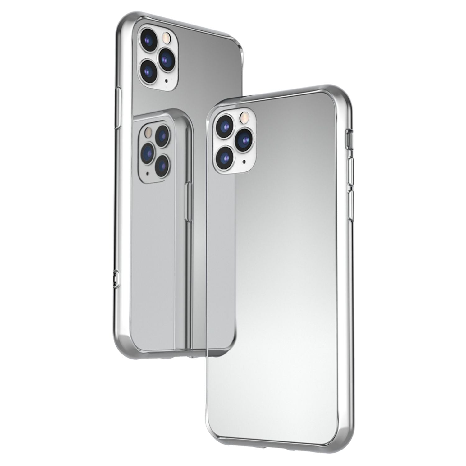 NALIA Spiegel Hart Glas Hülle für iPhone 11 Pro Max, Mirror Case 9H Glass Cover Silber NALIA Protective Hülle