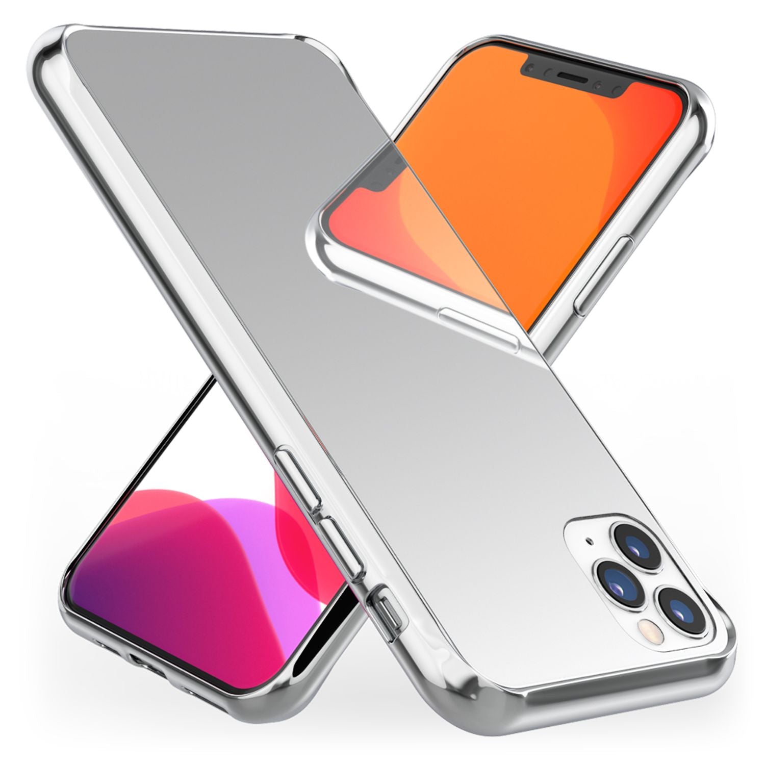 NALIA Spiegel Hart Glas Hülle für iPhone 11 Pro Max, Mirror Case 9H Glass Cover Silber NALIA Protective Hülle