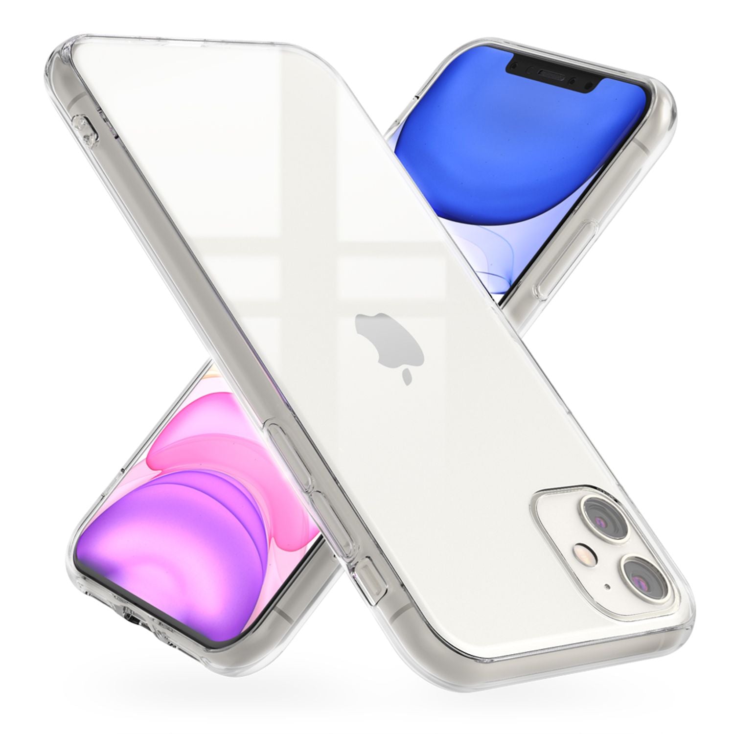 NALIA Hartglas Handy Hülle für iPhone 11, Durchsichtiges Hardcase Cover Tasche