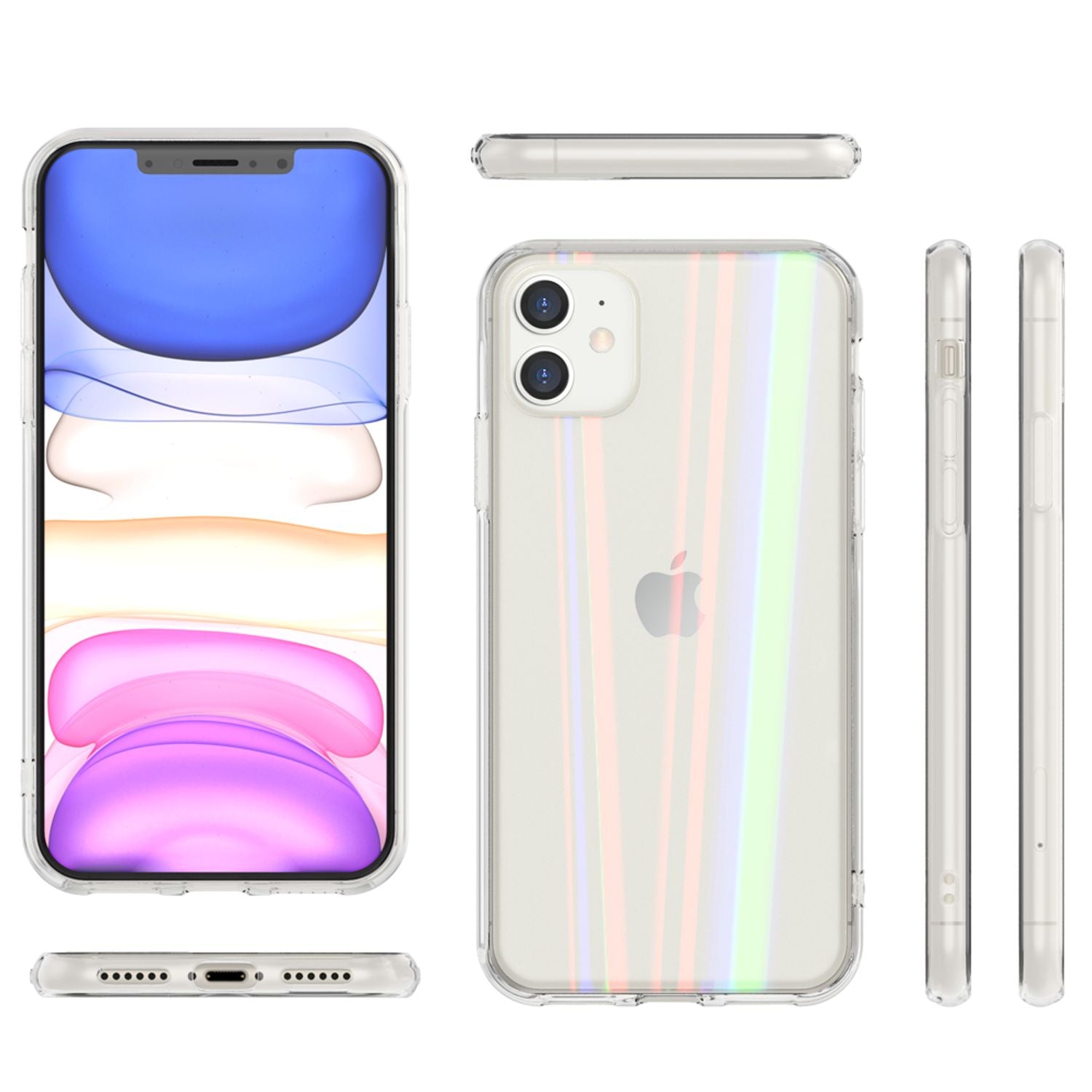 NALIA Hartglas Handy Hülle für iPhone 11, Regenbogen Case Cover Etui Transparent Default Title NALIA Protective Hülle