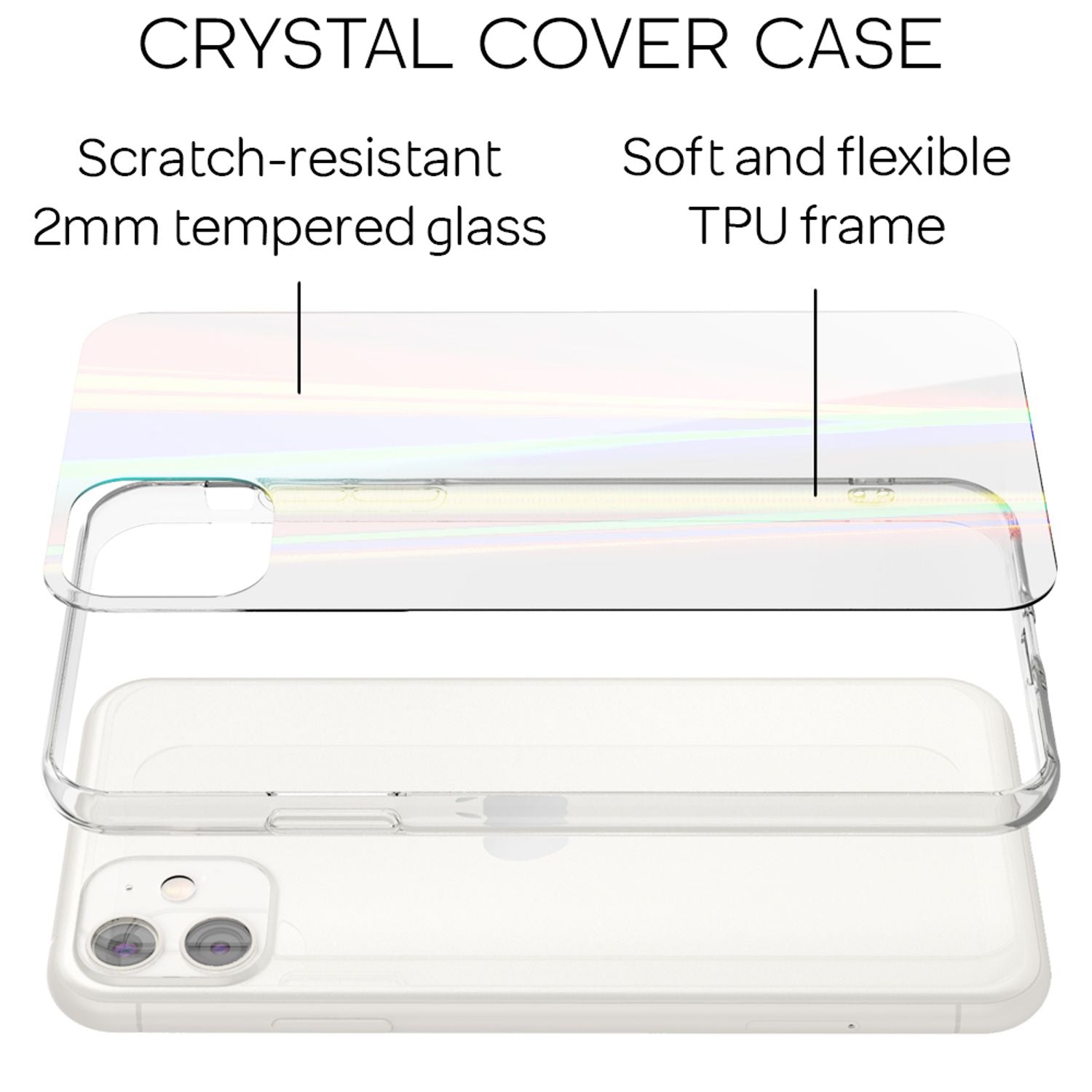NALIA Hartglas Handy Hülle für iPhone 11, Regenbogen Case Cover Etui Transparent Default Title NALIA Protective Hülle