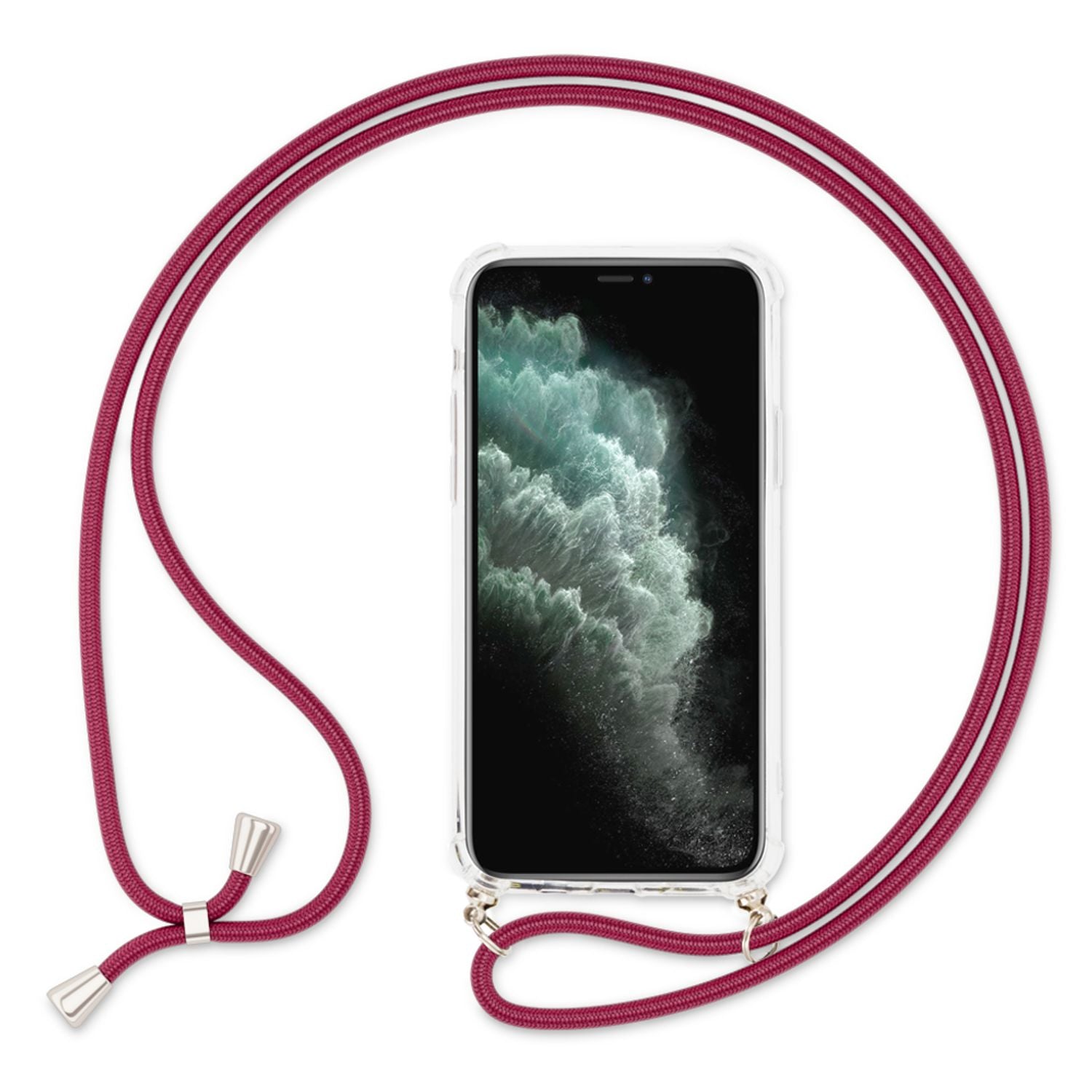 NALIA Handykette mit Hülle iPhone 11 Case Crossbody verstellbar Rot NALIA Transparente Hülle