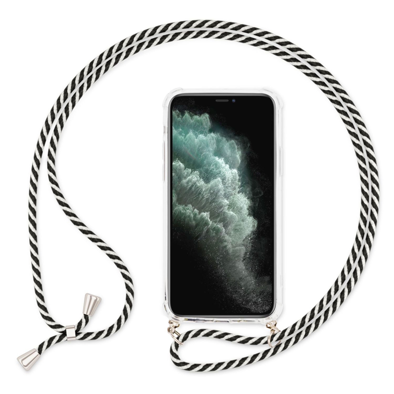 NALIA Handy Hülle mit Kette für iPhone 11 Pro, Necklace Case mit Umhänge-Band