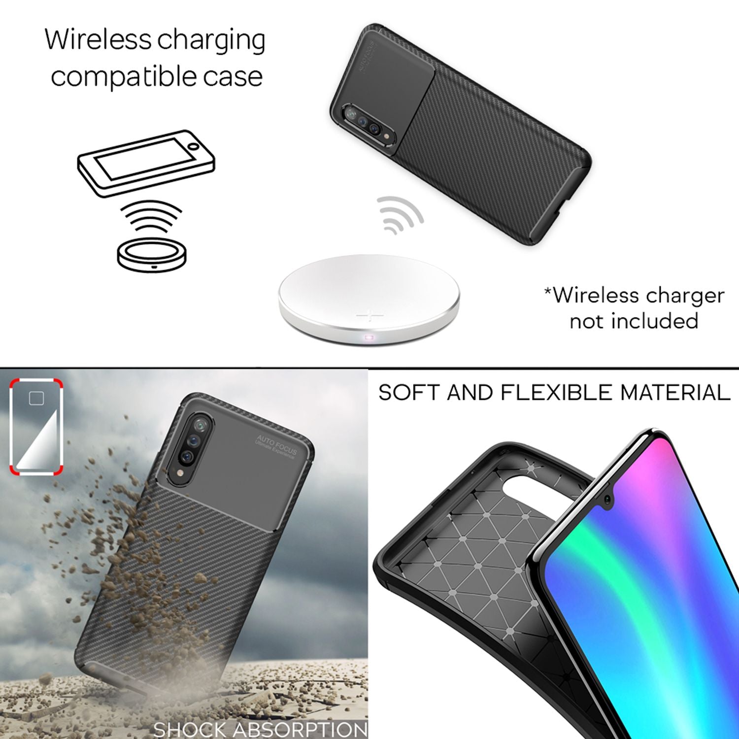 NALIA Carbon Look Handyhülle für Samung Galaxy A90 5G Hülle, Silikon Backcover Default Title NALIA Protective Hülle