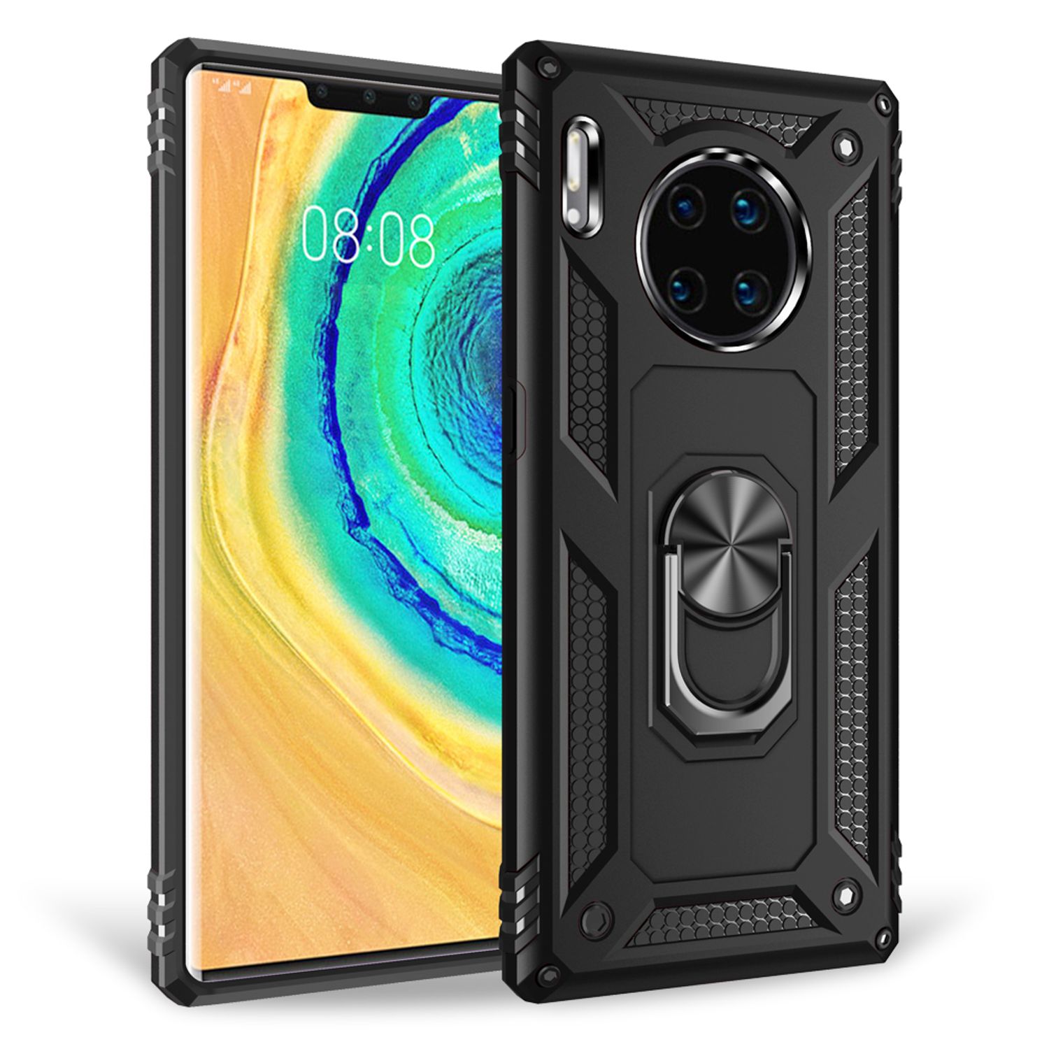 NALIA Ring Handyhülle für Huawei Mate 30 Pro / Mate 30 Pro 5G Stoßfeste Hülle Schwarz NALIA Protective Hülle