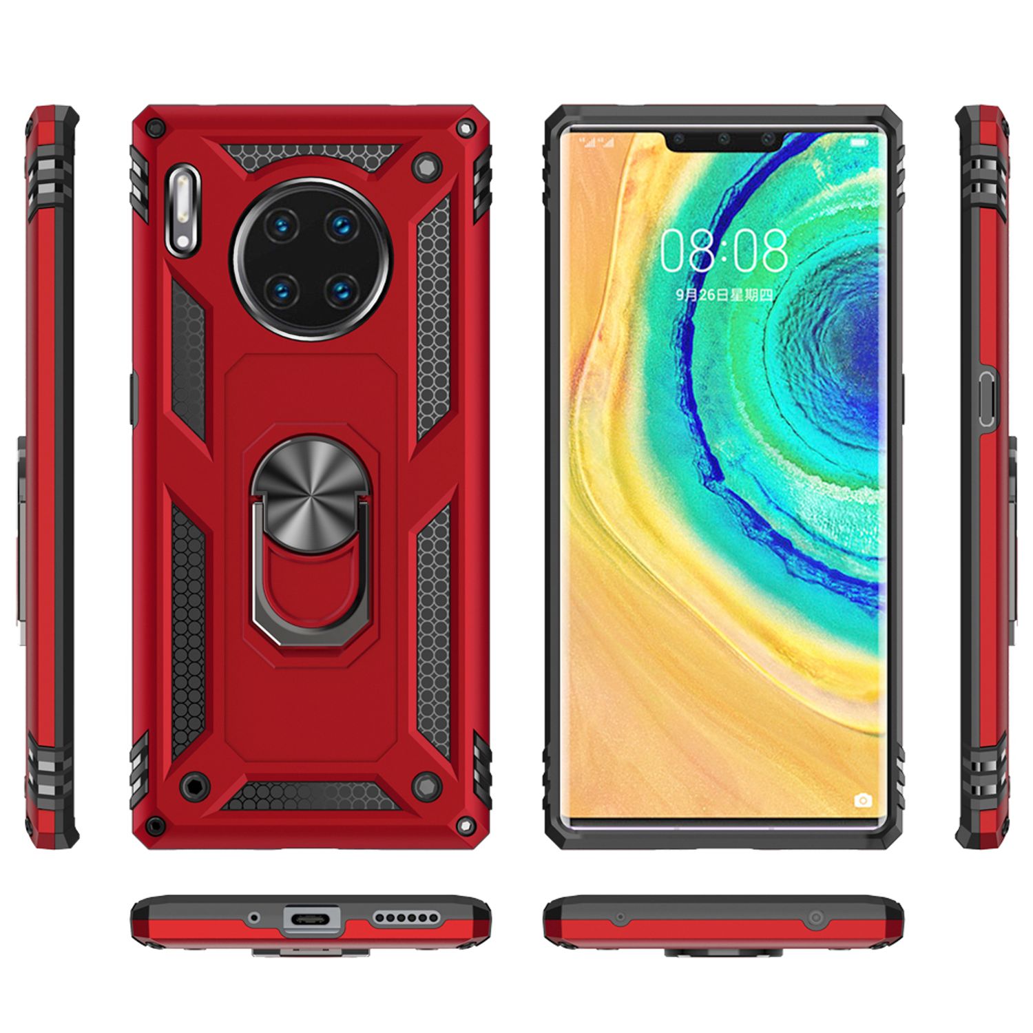 NALIA Ring Handyhülle für Huawei Mate 30 Pro / Mate 30 Pro 5G Stoßfeste Hülle Schwarz NALIA Protective Hülle