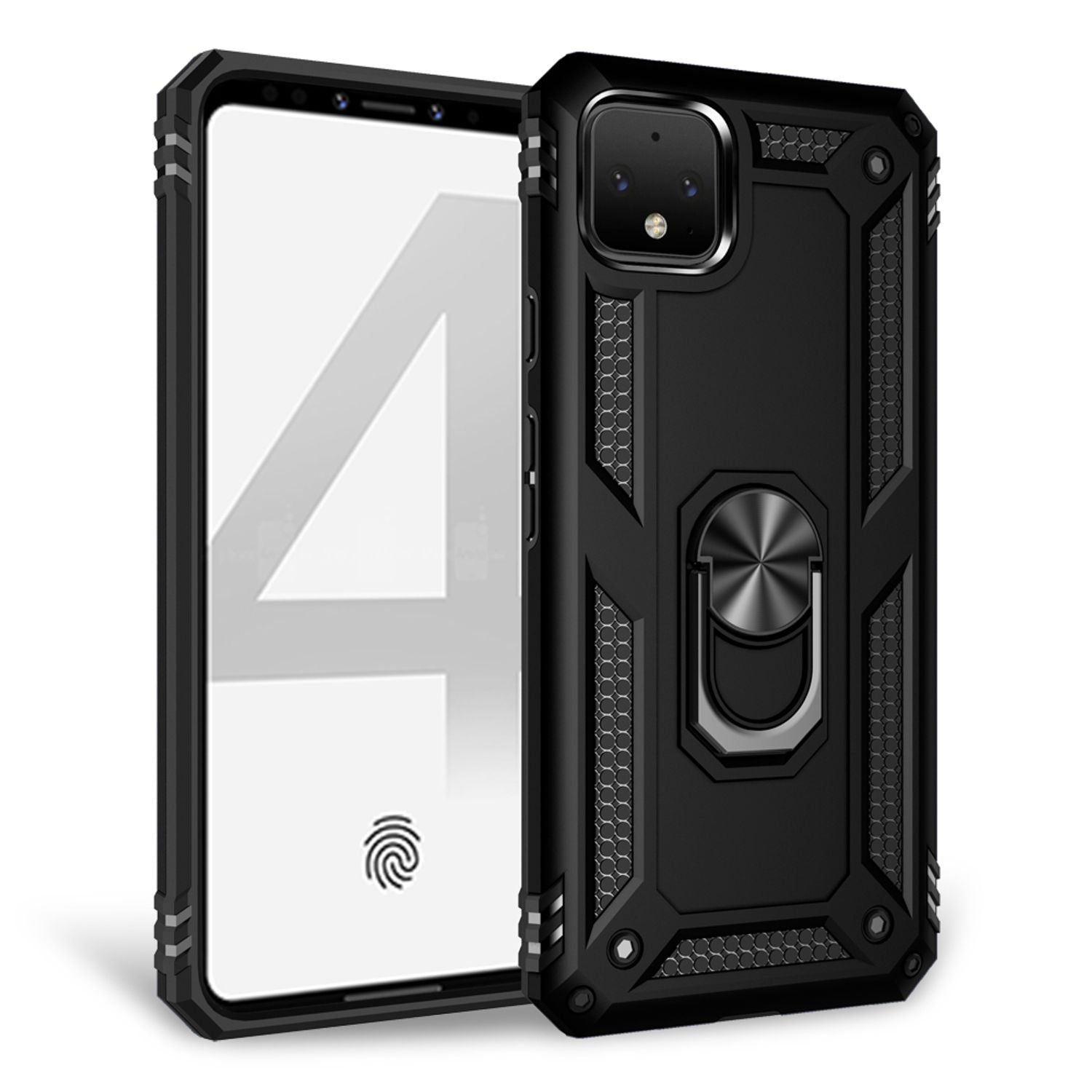 NALIA Ring Handy Hülle für Google Pixel 4, Case Cover für magnetische Halterung Schwarz NALIA Protective Hülle