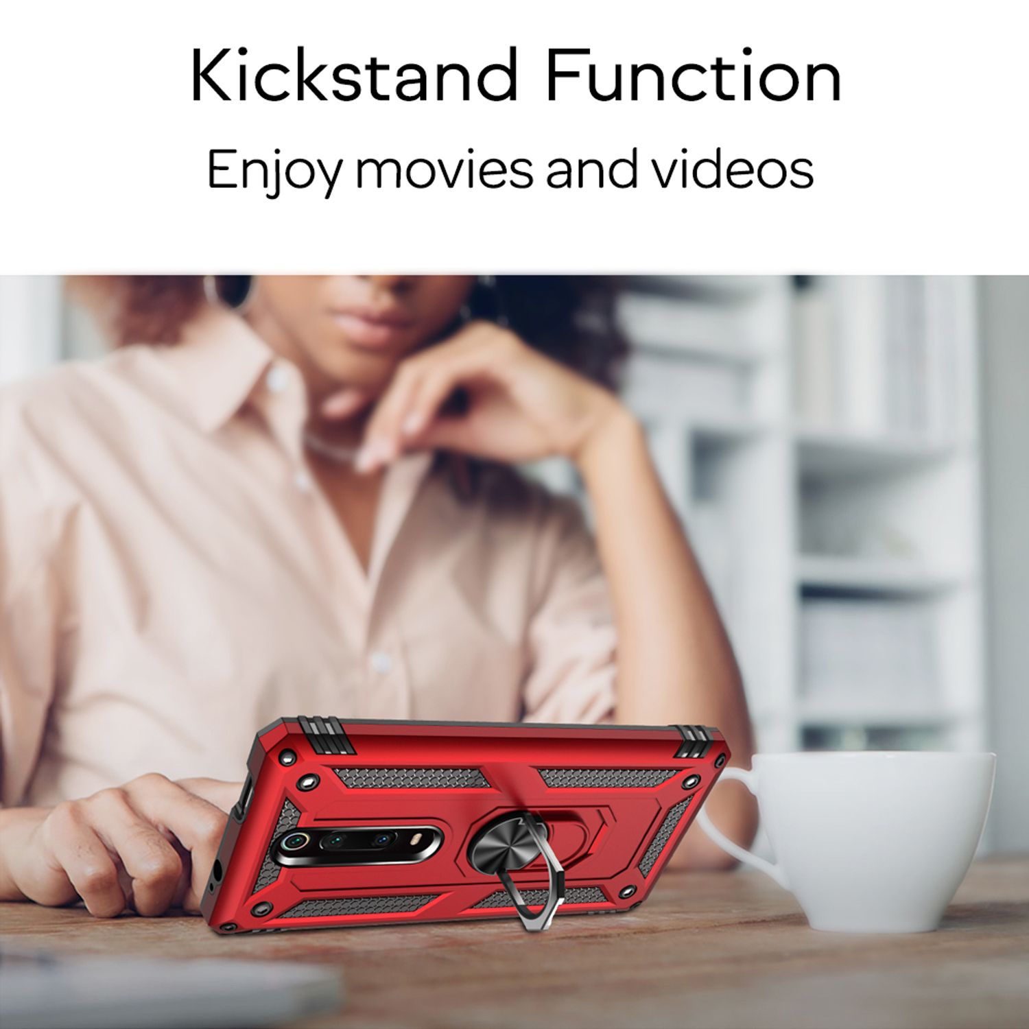 NALIA Ring Case für Xiaomi Mi 9T / 9T Pro Hülle, Stoßfeste Handyhülle mit Halter Schwarz NALIA Outdoor Hülle