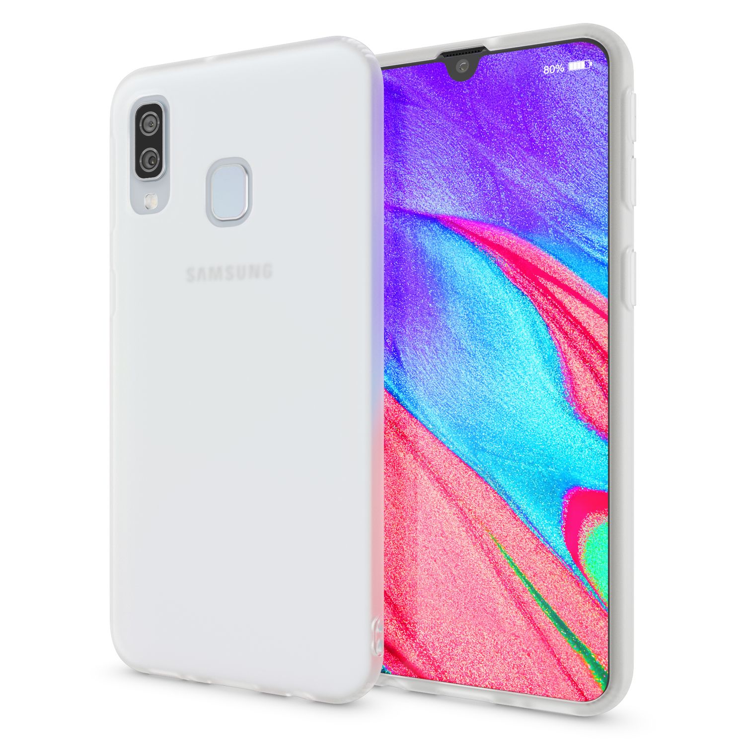NALIA Handy Handyhülle für Samsung Galaxy A20e, Slim Schutz Tasche Case Bumper Etui Weiß NALIA