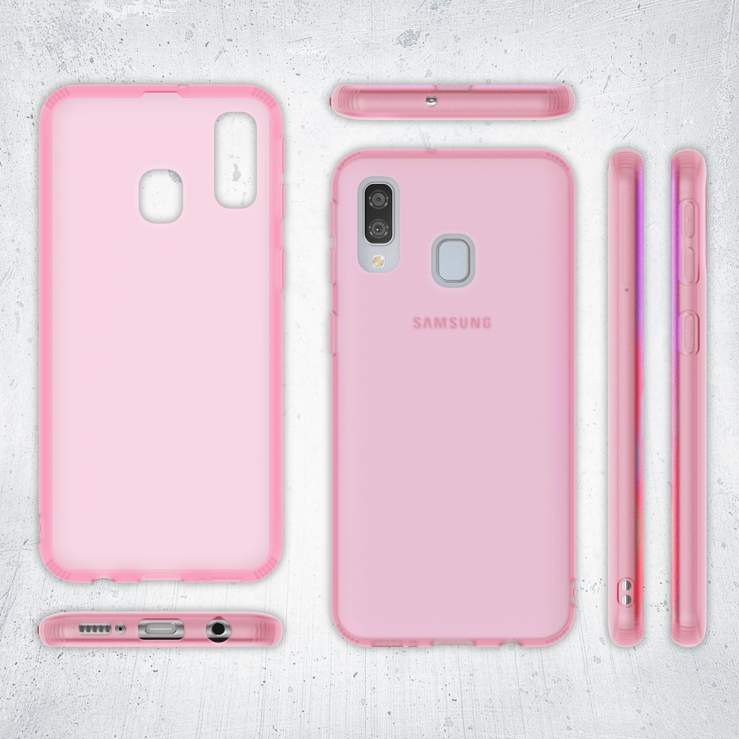 NALIA Handy Handyhülle für Samsung Galaxy A20e, Slim Schutz Tasche Case Bumper Etui Pink NALIA
