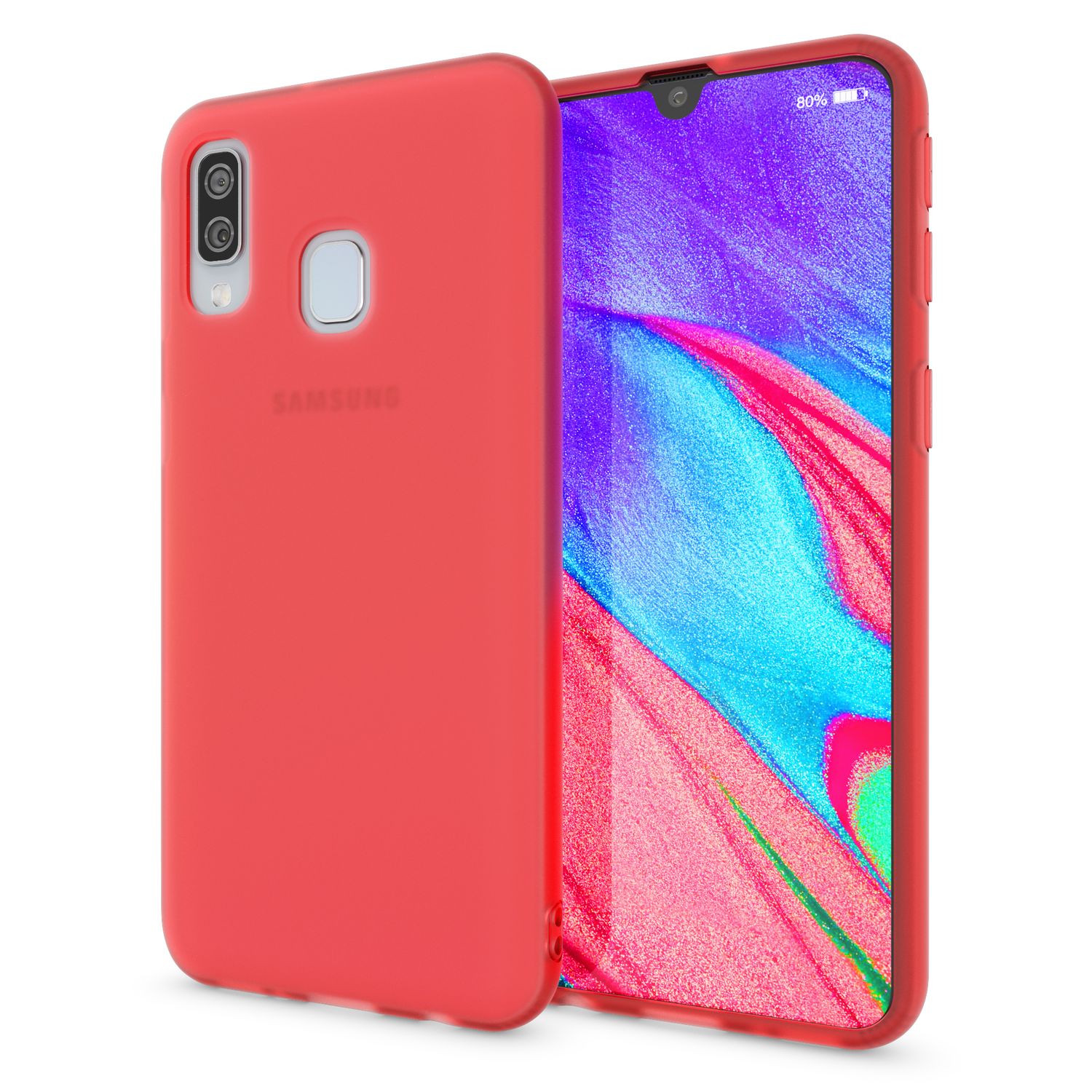 NALIA Handy Handyhülle für Samsung Galaxy A40, Slim Schutz Tasche Case Bumper Etui Rot NALIA