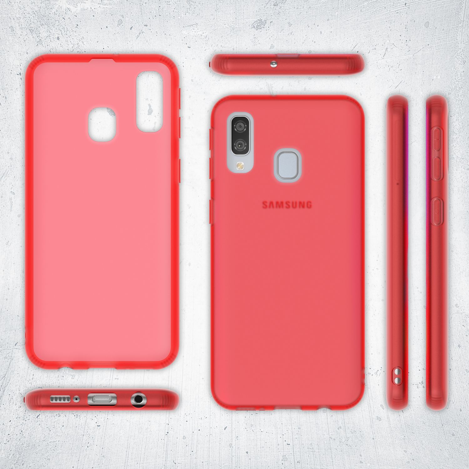 NALIA Handy Handyhülle für Samsung Galaxy A40, Slim Schutz Tasche Case Bumper Etui Rot NALIA