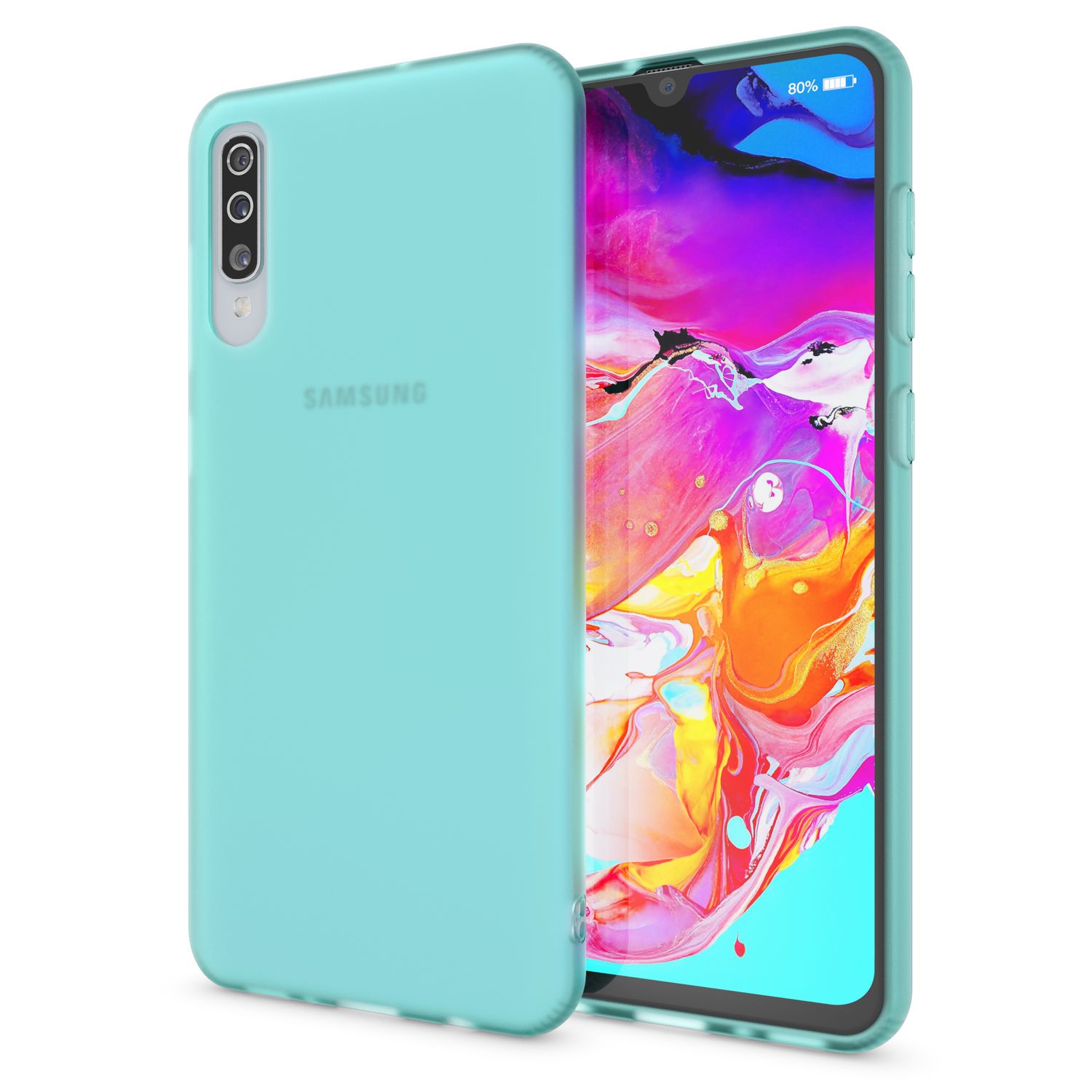 NALIA Handy Handyhülle für Samsung Galaxy A70, Slim Schutz Tasche Case Bumper Etui Türkis NALIA
