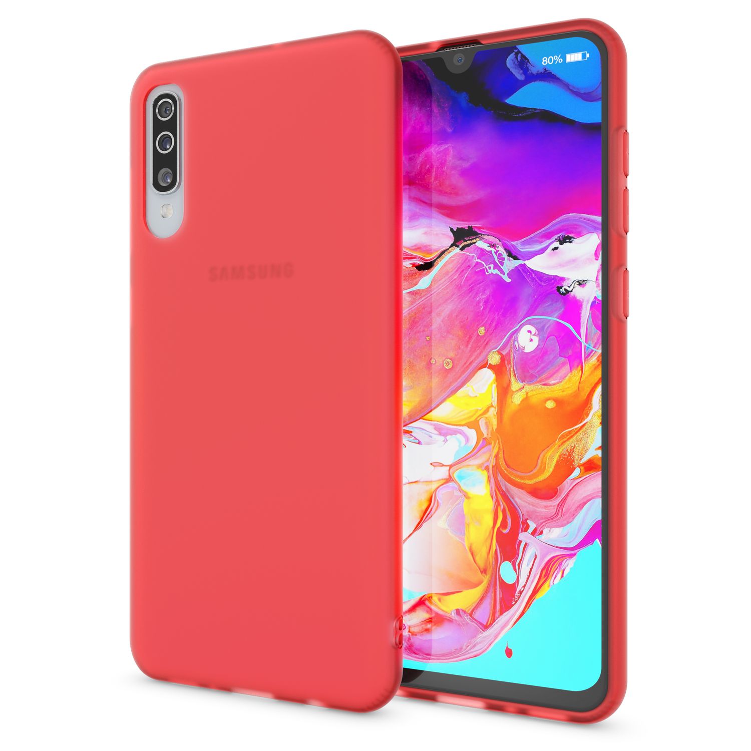 NALIA Handy Handyhülle für Samsung Galaxy A70, Slim Schutz Tasche Case Bumper Etui Rot NALIA