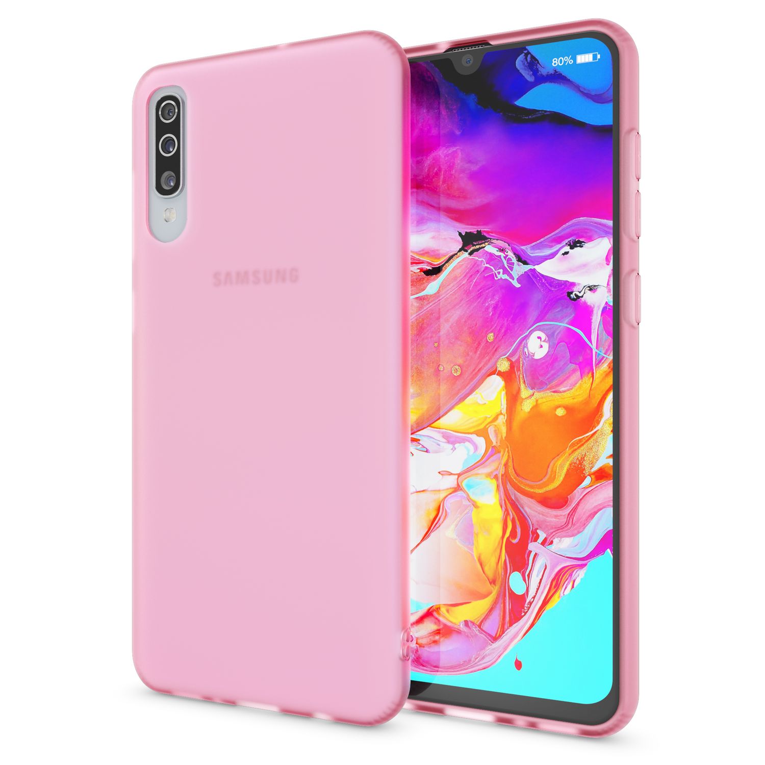 NALIA Handy Handyhülle für Samsung Galaxy A70, Slim Schutz Tasche Case Bumper Etui Pink NALIA