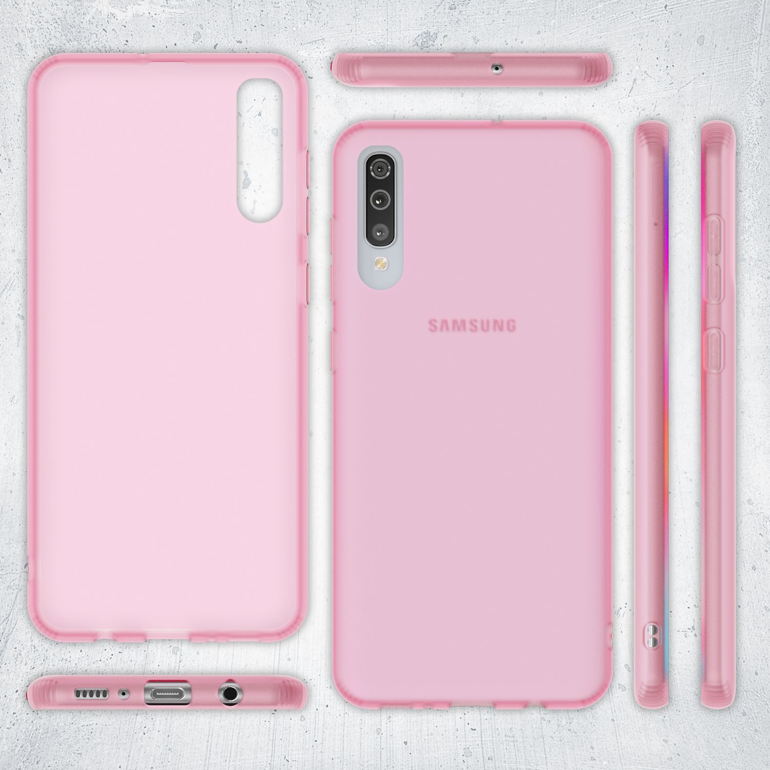 NALIA Handy Handyhülle für Samsung Galaxy A70, Slim Schutz Tasche Case Bumper Etui Pink NALIA