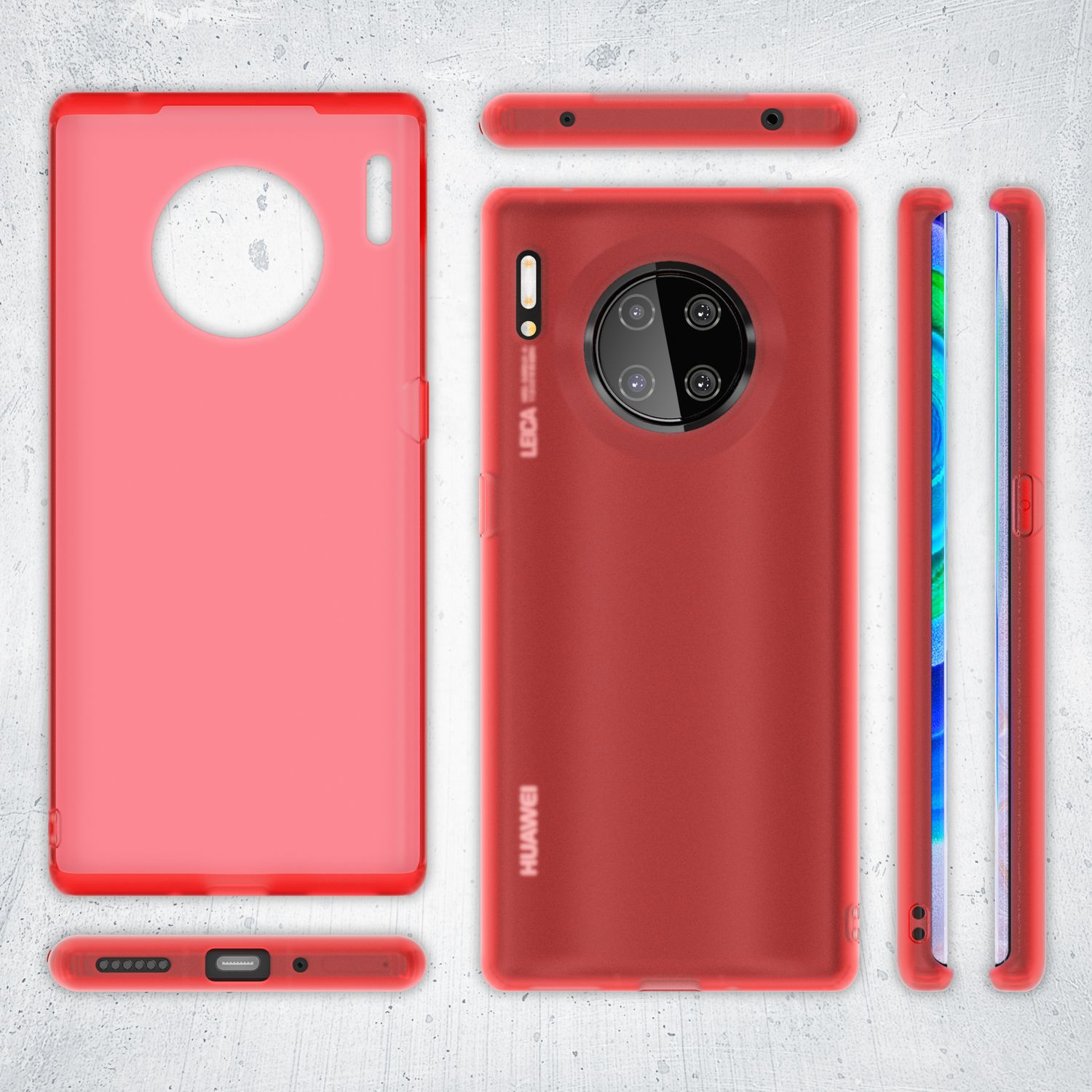 NALIA Handy Handyhülle für Huawei Mate 30 Pro, Slim Schutz Tasche Case Bumper Etui Rot NALIA SlimFit Hülle