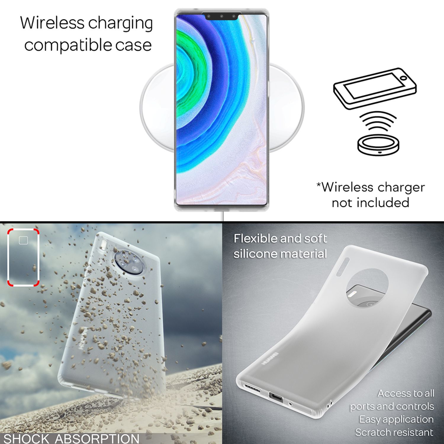 NALIA Handy Handyhülle für Huawei Mate 30 Pro, Slim Schutz Tasche Case Bumper Etui Schwarz NALIA SlimFit Hülle