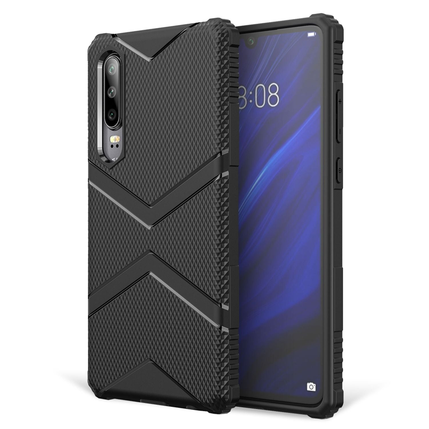 NALIA Handy Hülle kompatibel mit Huawei P30, Silikon Case Cover Bumper stoßfest Schwarz NALIA