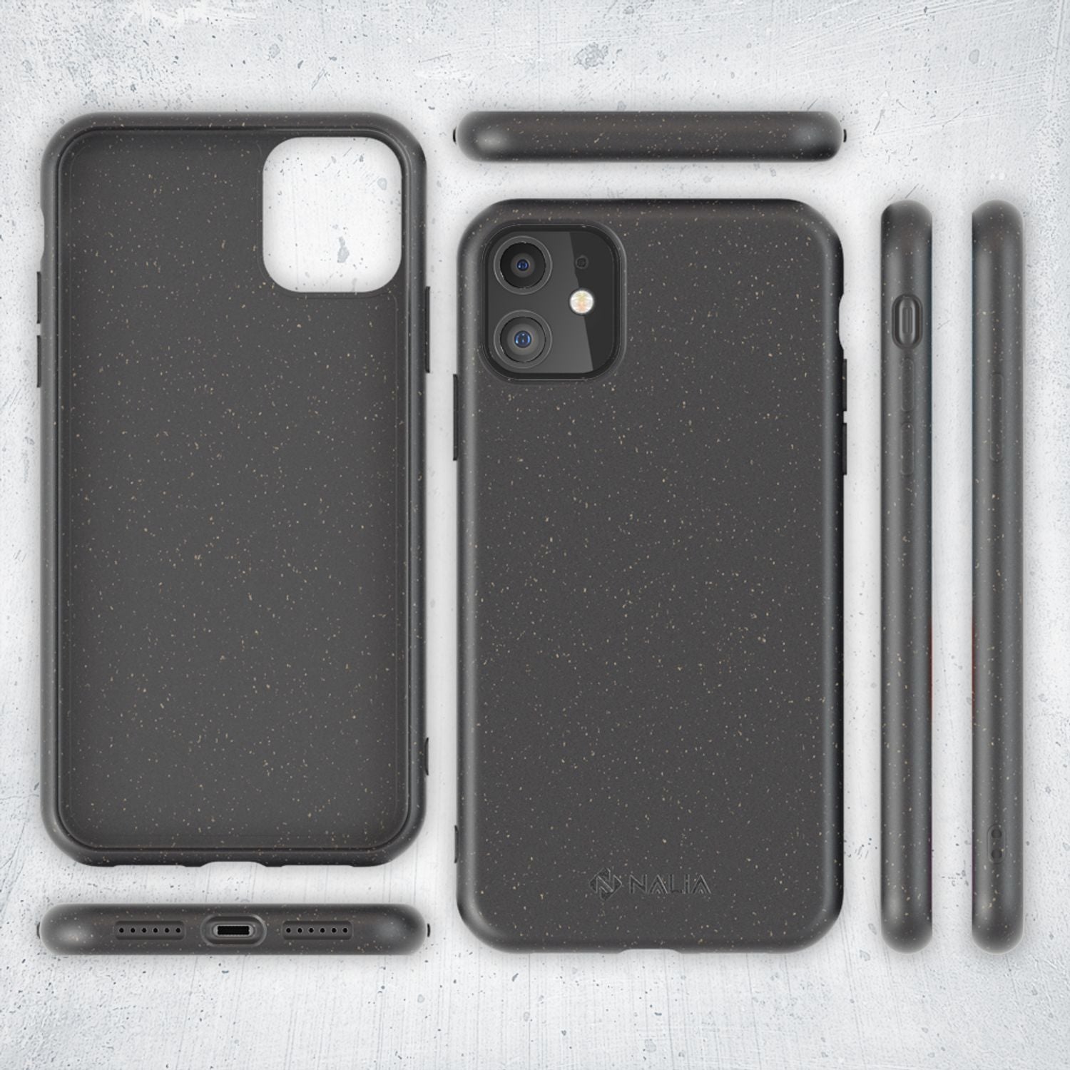 NALIA Bio Handy Hülle für iPhone 11, Nachhaltige Abbaubar Vegan Öko Case Cover Schwarz NALIA Protective Hülle