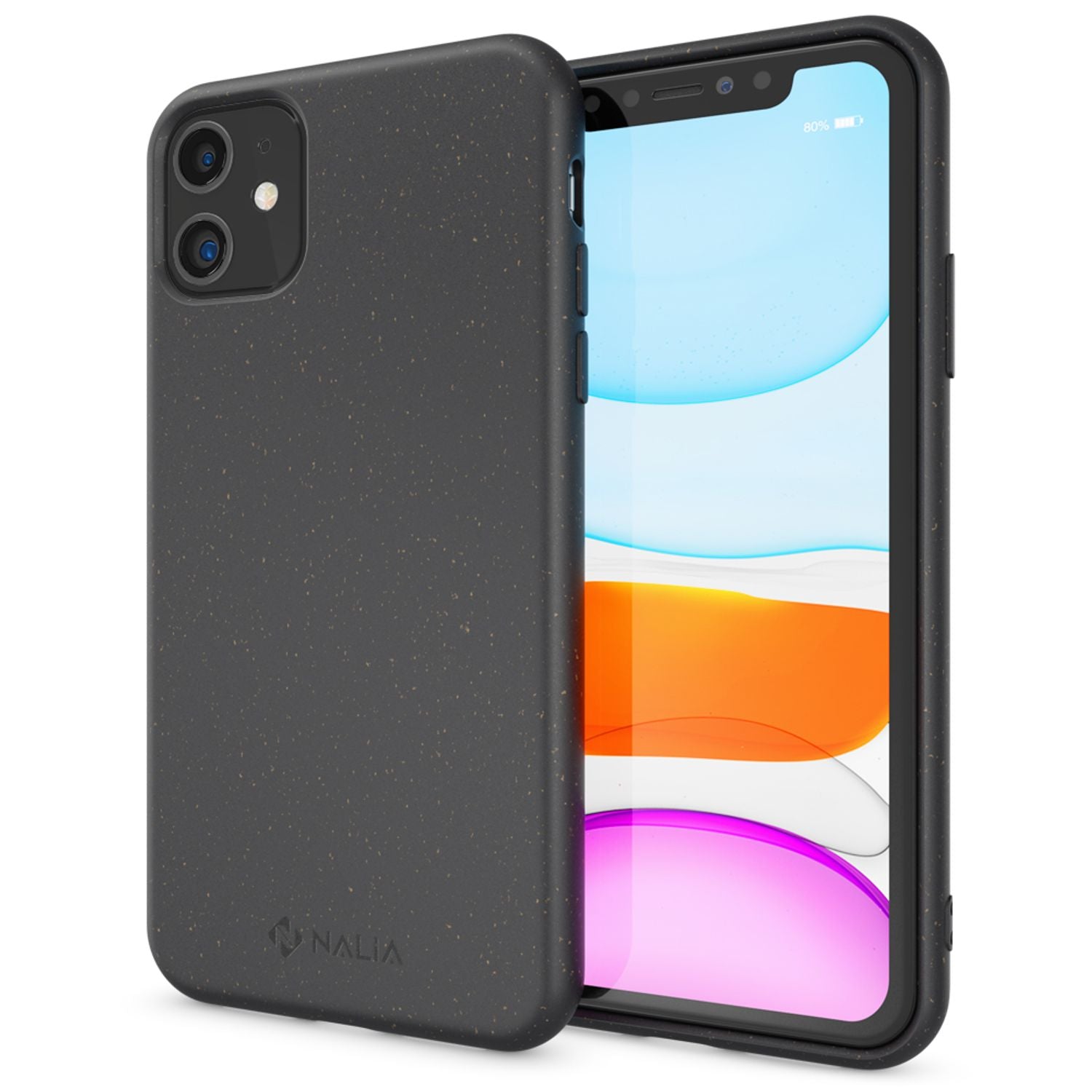 NALIA Bio Handy Hülle für iPhone 11, Nachhaltige Abbaubar Vegan Öko Case Cover Schwarz NALIA Protective Hülle