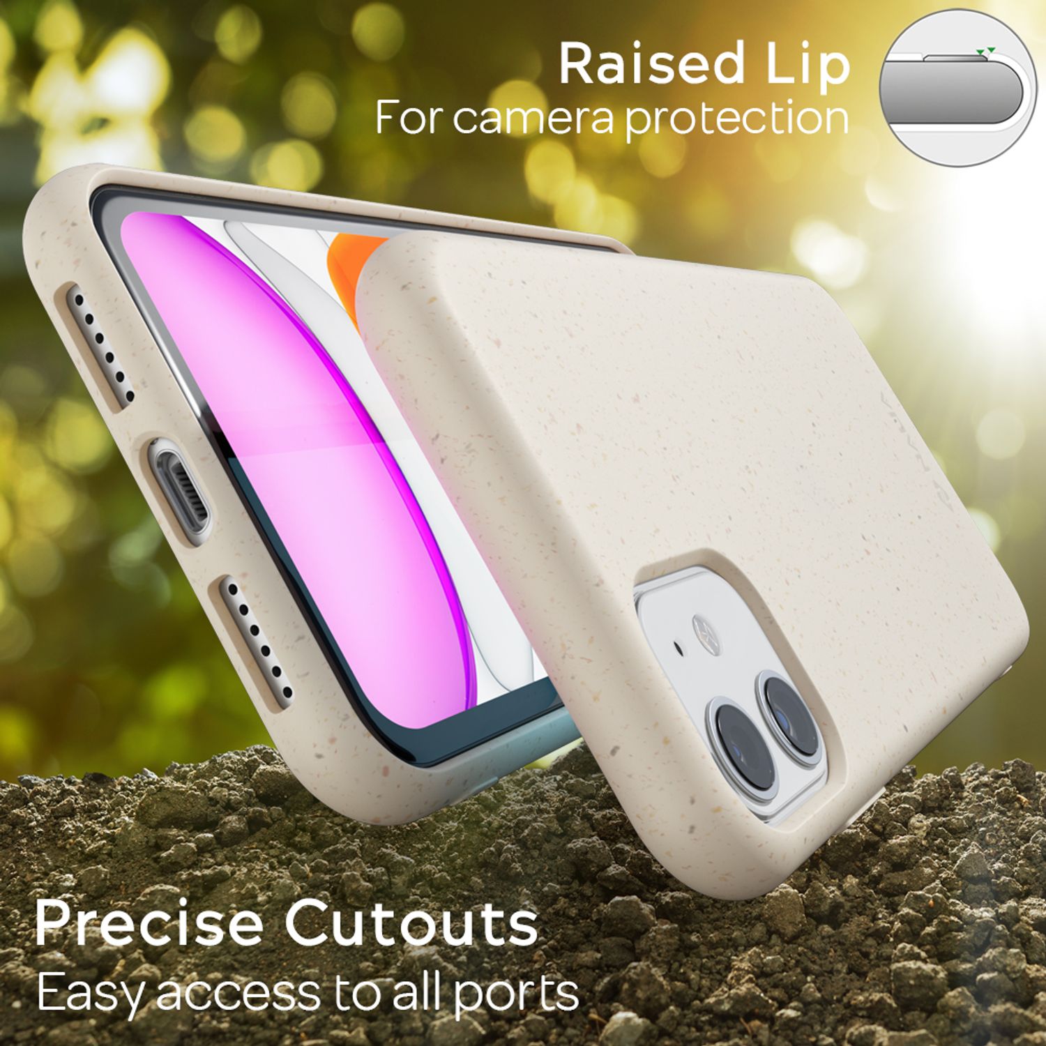 NALIA Bio Handy Hülle für iPhone 11, Nachhaltige Abbaubar Vegan Öko Case Cover Weiß NALIA Protective Hülle