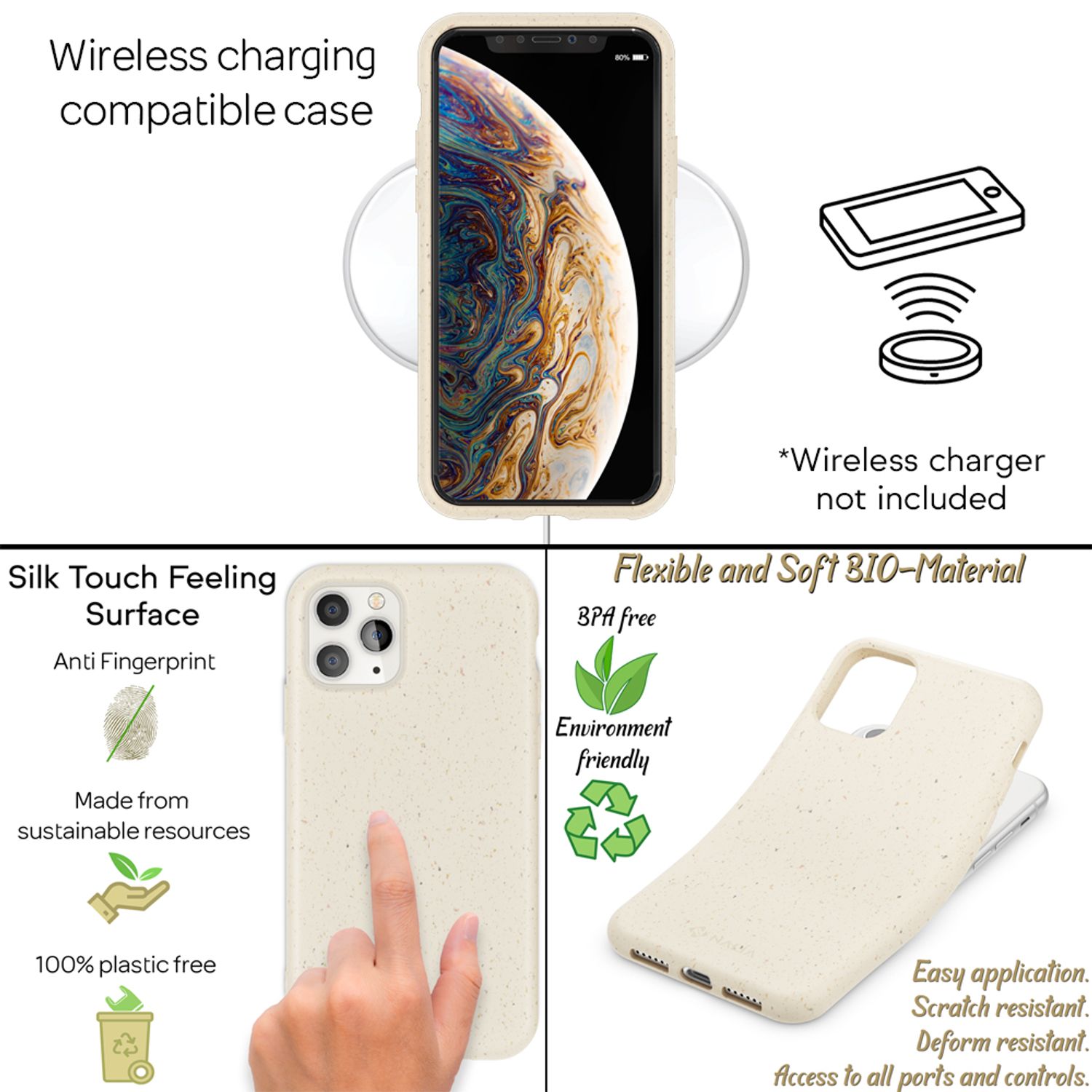 NALIA Bio Handy Hülle für iPhone 11 Pro Max, Nachhaltig Abbaubar Öko Case Cover