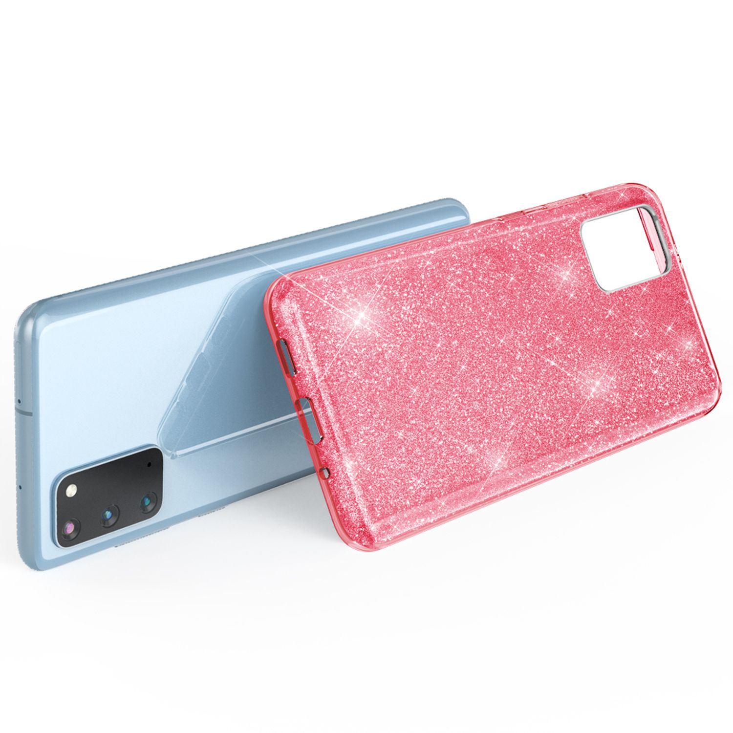 NALIA Glitter Case für Samsung Galaxy S20, Diamant Schutz Hülle Handy Tasche Rosa NALIA Protective Hülle