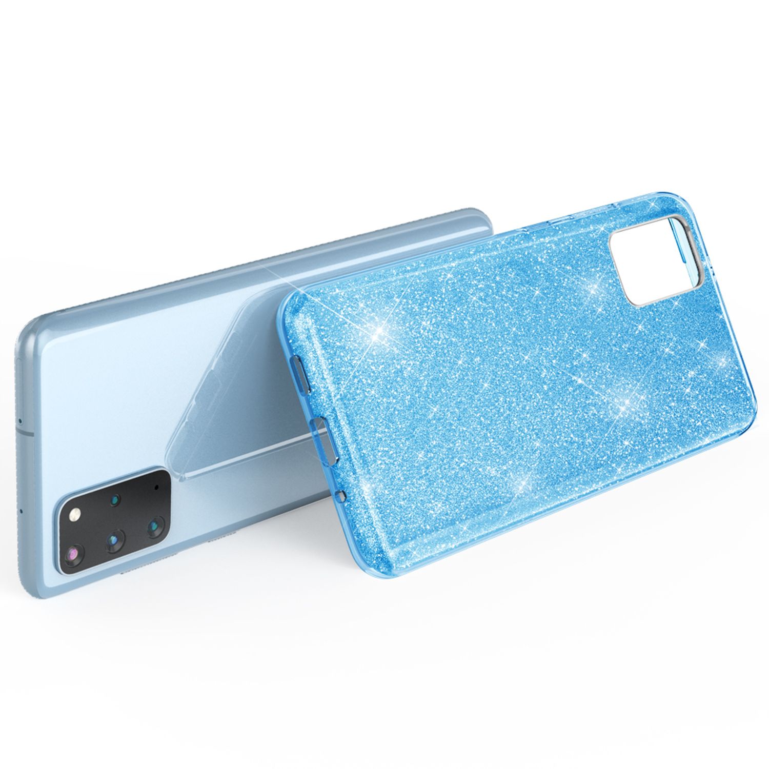 NALIA Glitter Case für Samsung Galaxy S20 Plus, Diamant Schutz Hülle Handy Etui Türkis NALIA Protective Hülle