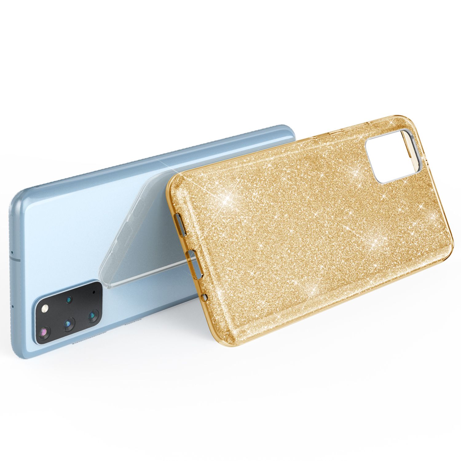 NALIA Glitter Case für Samsung Galaxy S20 Plus, Diamant Schutz Hülle Handy Etui Gold NALIA Protective Hülle