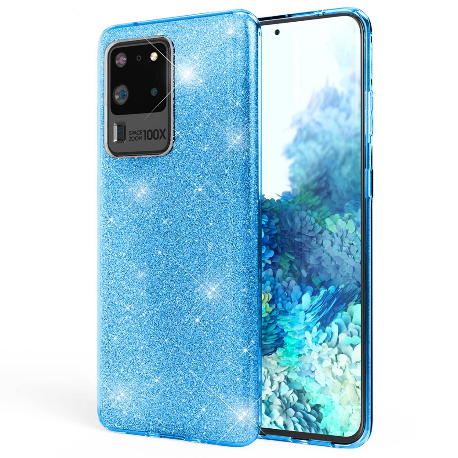 NALIA Glitter Case für Samsung Galaxy S20 Ultra, Diamant Schutz Hülle Bumper Türkis NALIA Protective Hülle