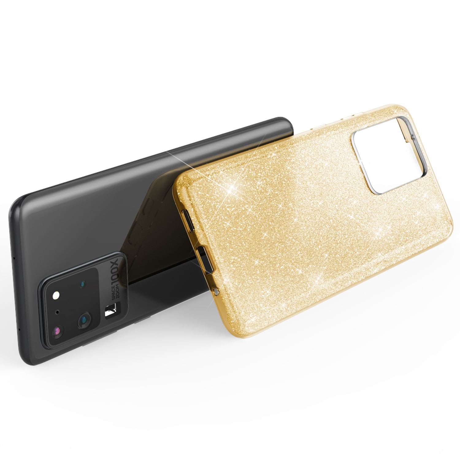 NALIA Glitter Case für Samsung Galaxy S20 Ultra, Diamant Schutz Hülle Bumper Gold NALIA Protective Hülle