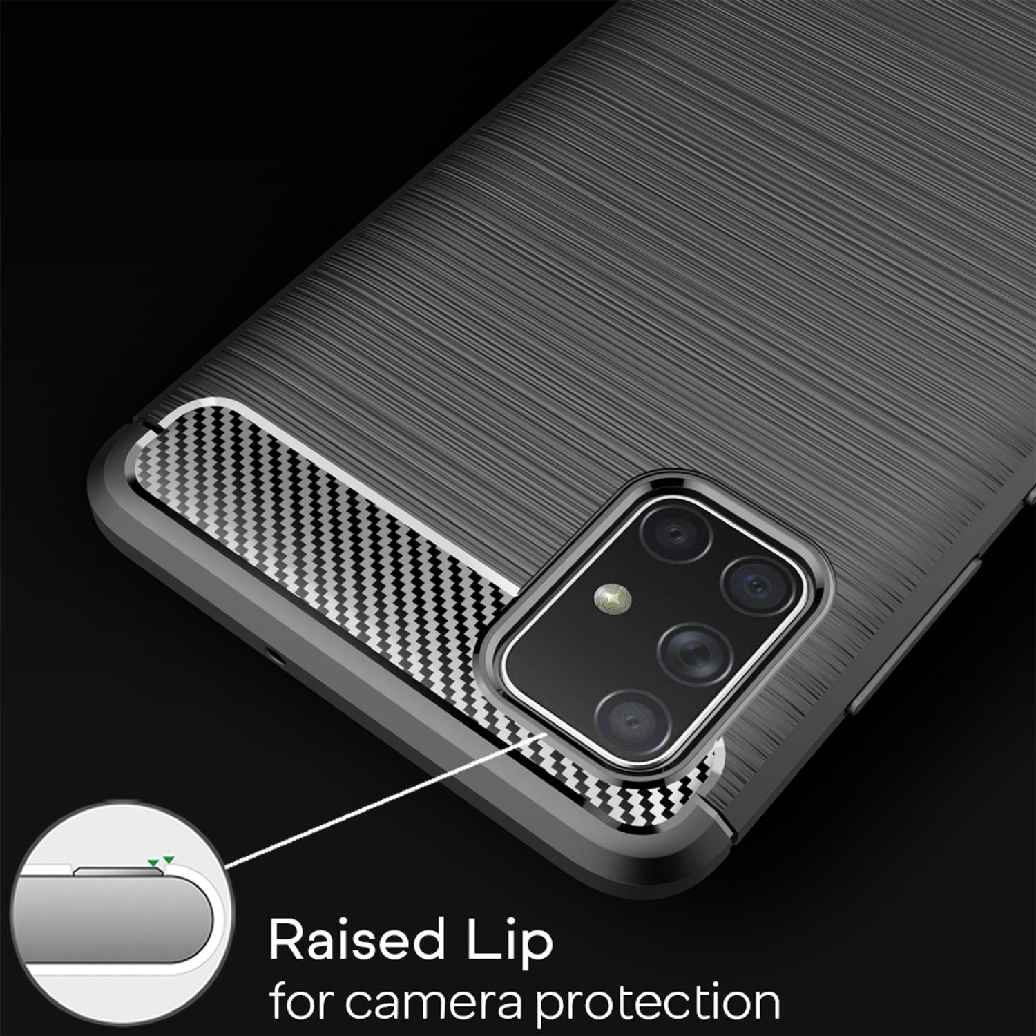 NALIA Carbon Look Case für Samsung Galaxy A51, Handy Hülle Schutz Tasche Cover Default Title NALIA Protective Hülle