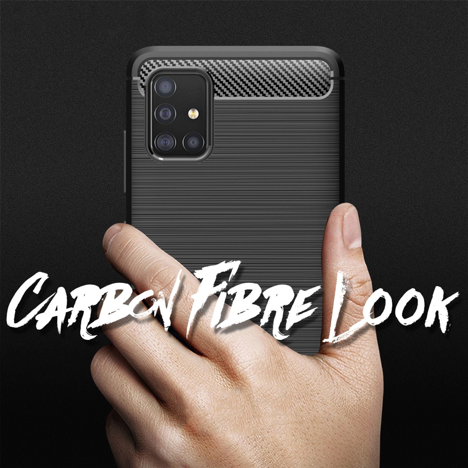 NALIA Carbon Look Case für Samsung Galaxy A51, Handy Hülle Schutz Tasche Cover Default Title NALIA Protective Hülle