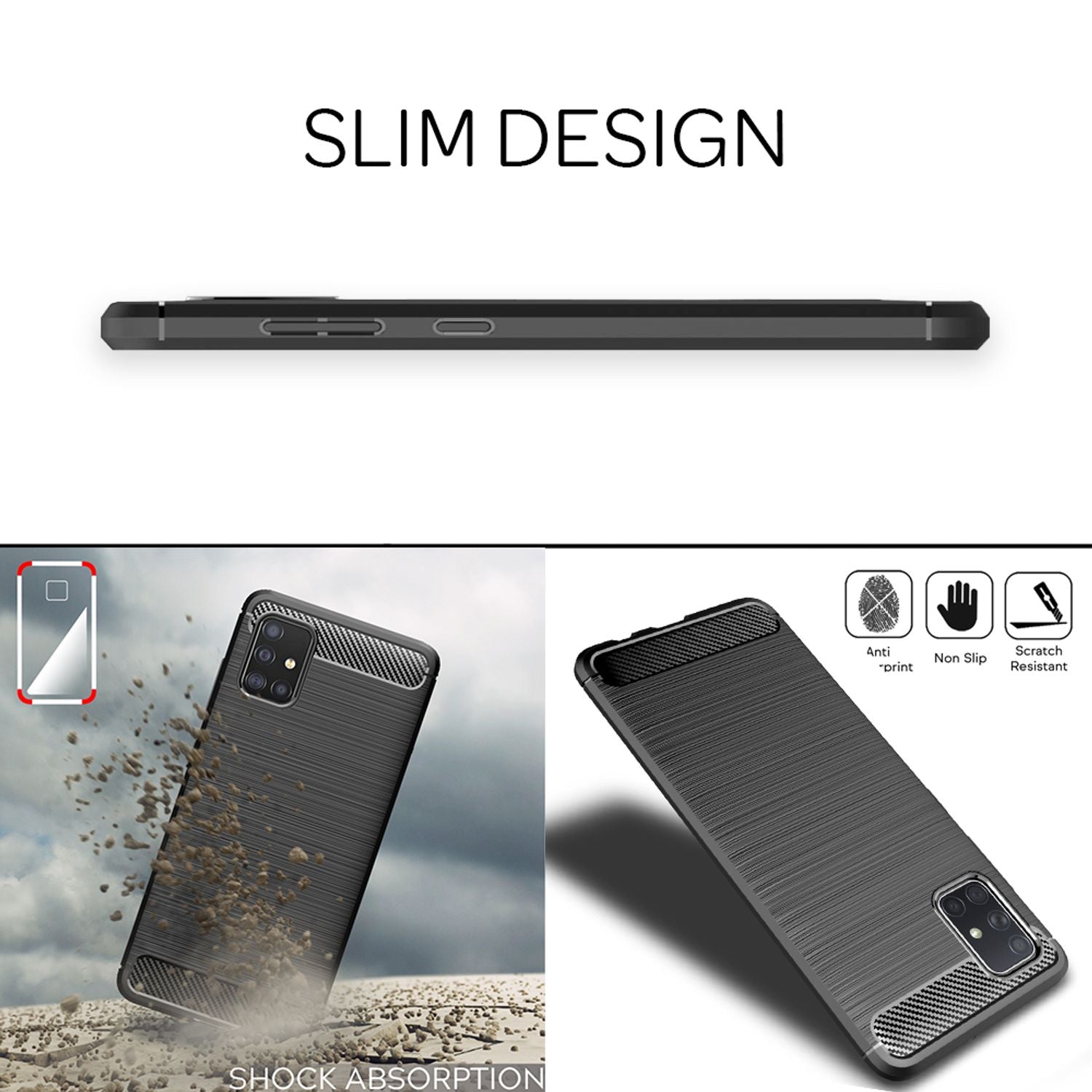 NALIA Carbon Look Case für Samsung Galaxy A51, Handy Hülle Schutz Tasche Cover Default Title NALIA Protective Hülle