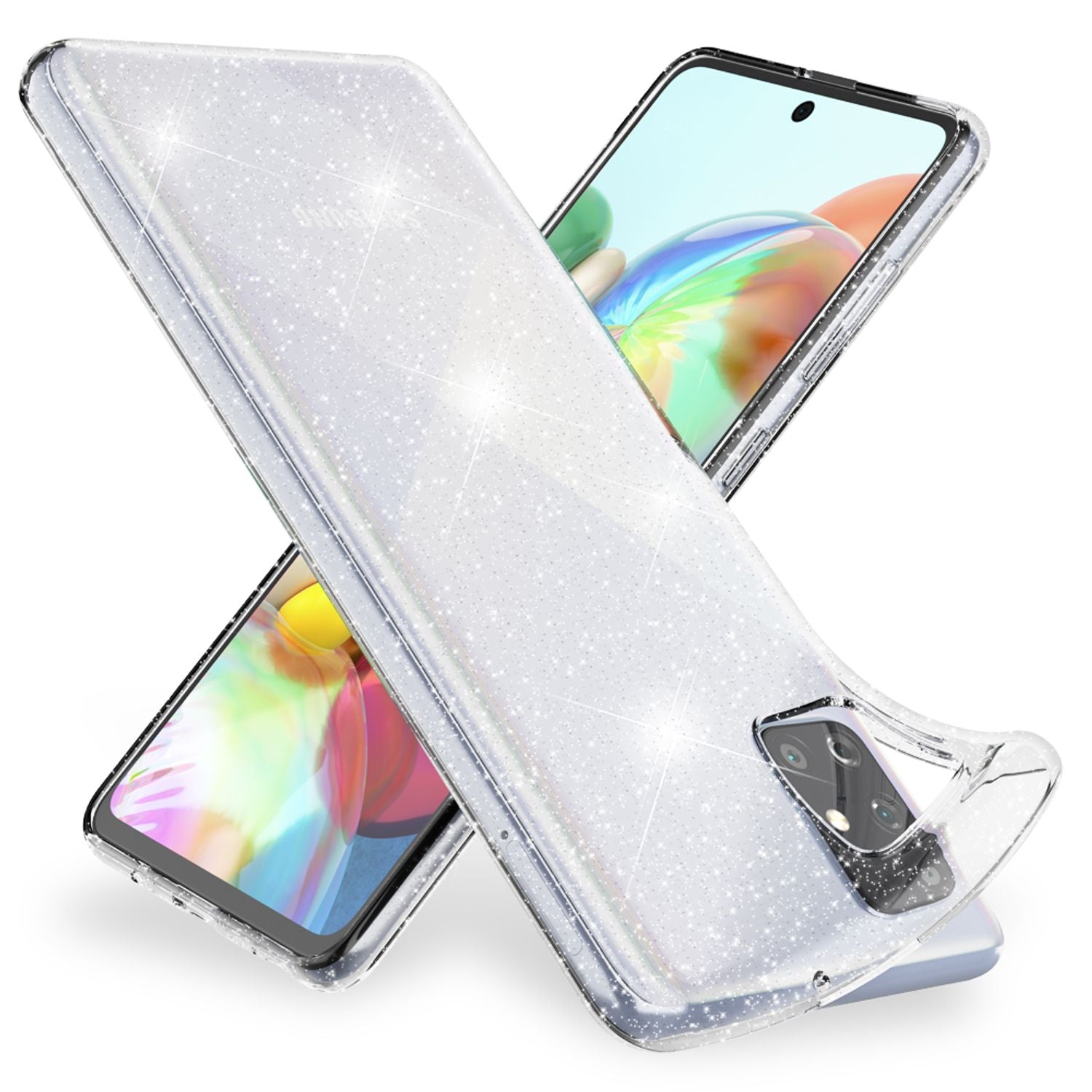 NALIA Glitzer Handyhülle für Samsung Galaxy A71 Hülle, Bling Silikon Handyhülle Strass Transparent NALIA Transparente Hülle