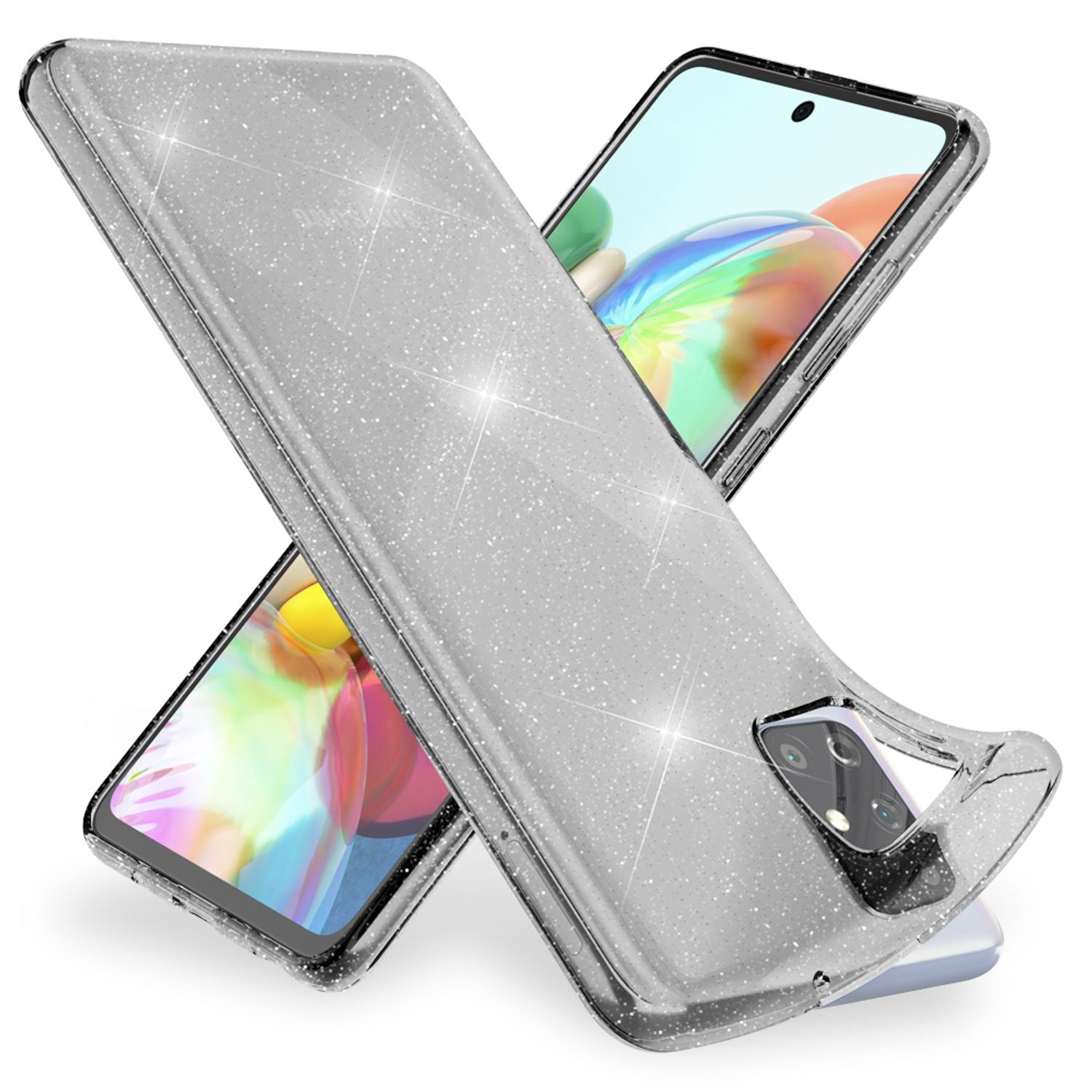 NALIA Glitzer Handyhülle für Samsung Galaxy A71 Hülle, Bling Silikon Handyhülle Strass Schwarz NALIA Transparente Hülle