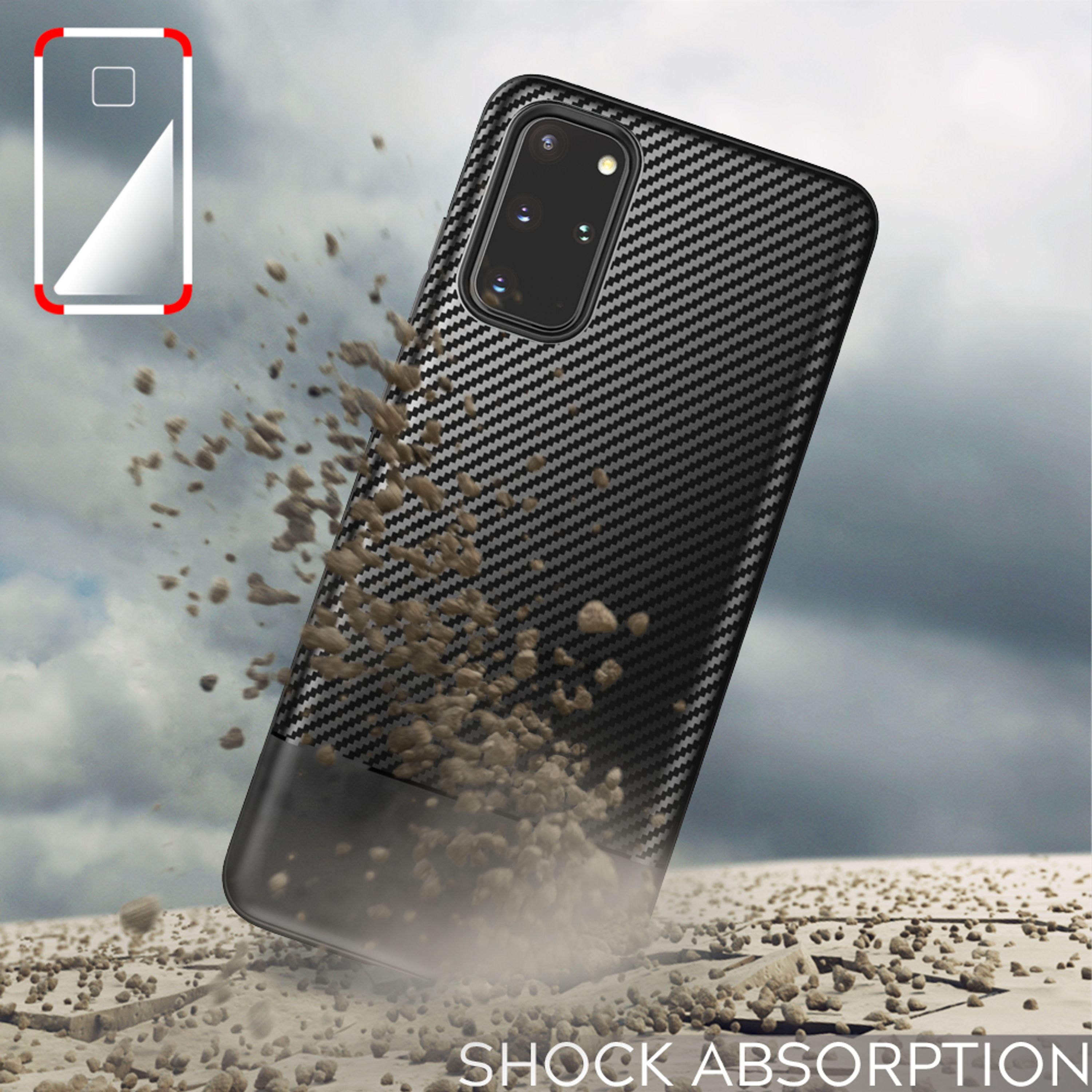 NALIA Carbon Case für Samsung Galaxy S20 Plus, Silikon Handy Hülle Schutz Cover Default Title NALIA Protective Hülle