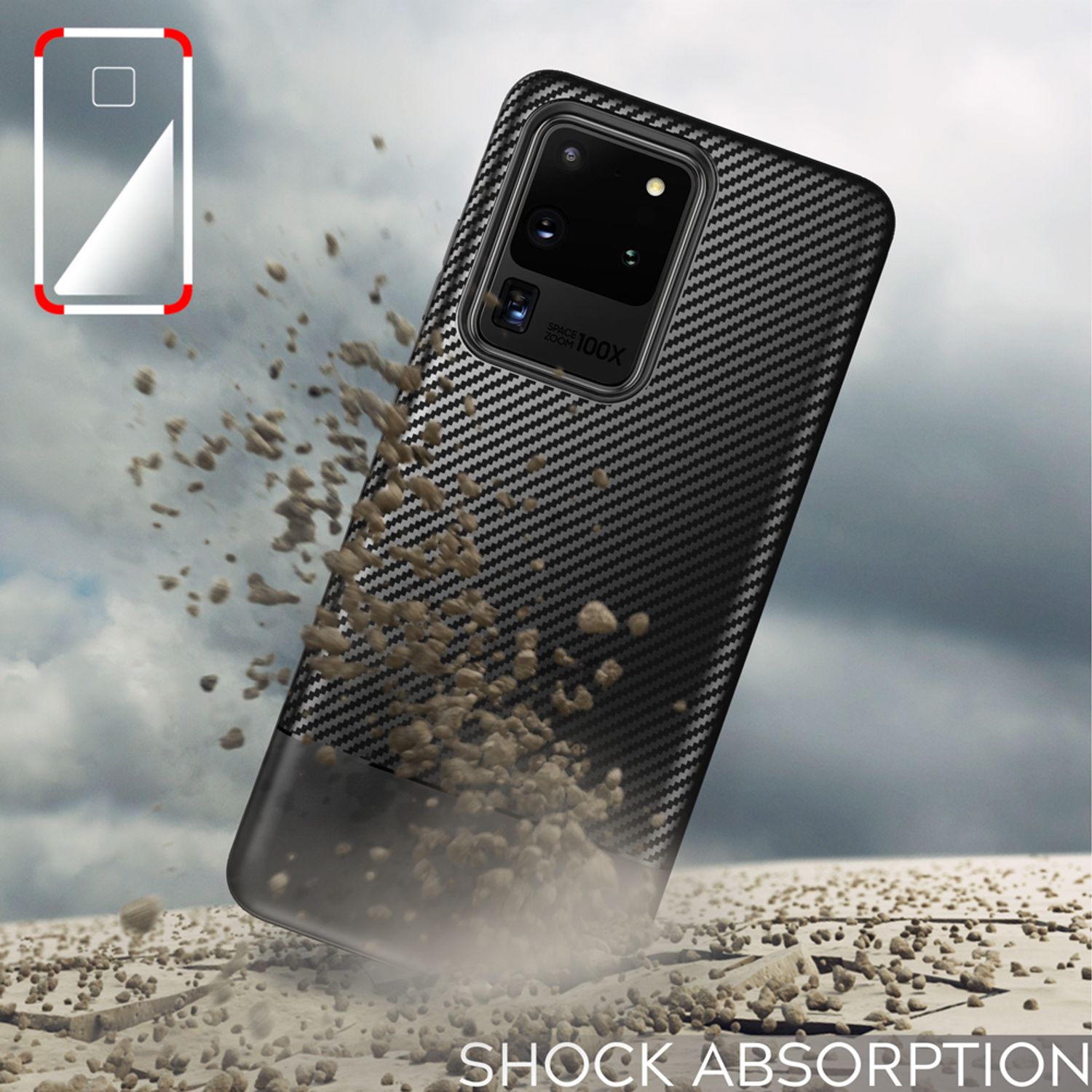 NALIA Carbon Case für Samsung Galaxy S20 Ultra, Silikon Handy Hülle Schutz Cover Default Title NALIA Protective Hülle