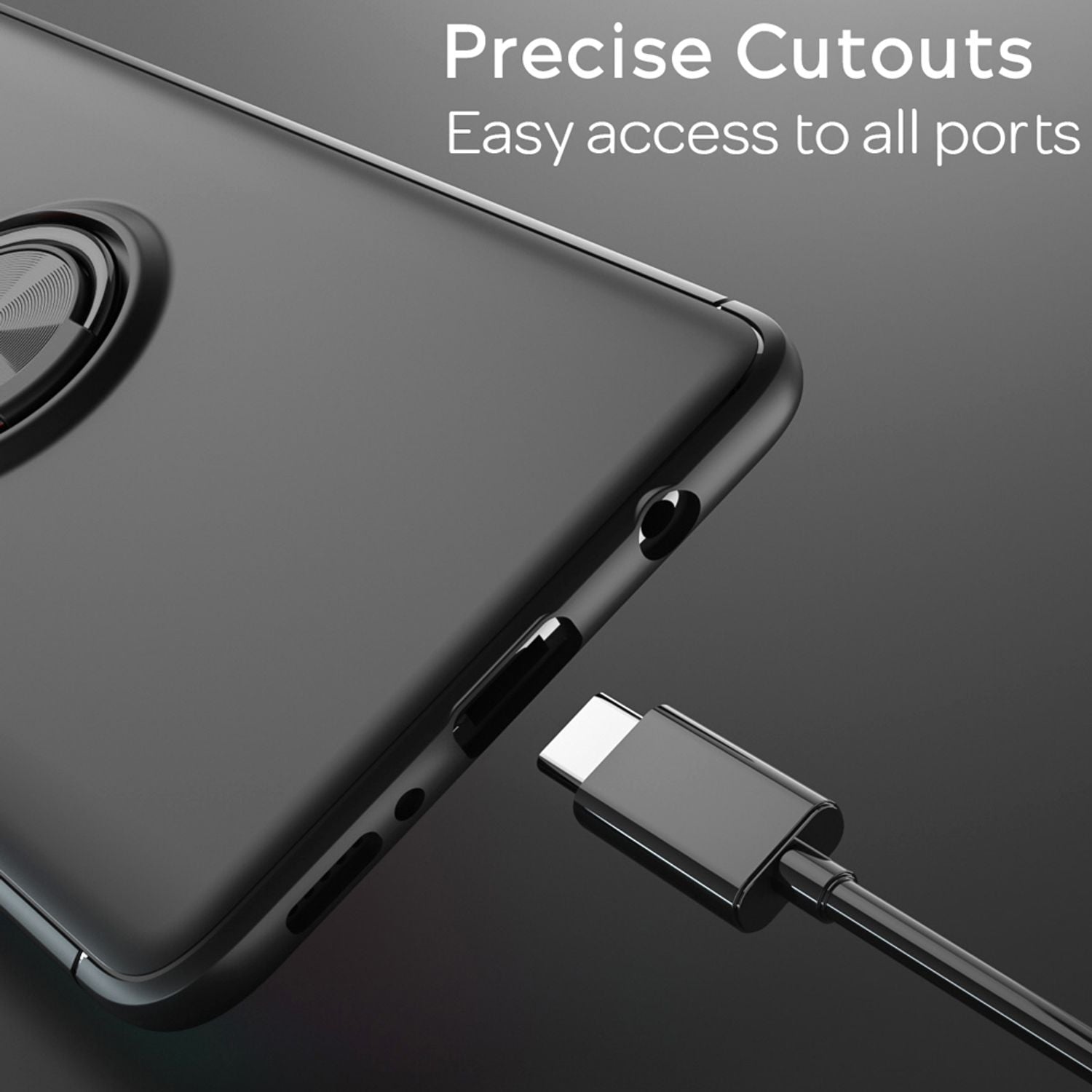 NALIA 360° Ring Handyhülle für Samsung Galaxy A71, Robuste Silikon Handy Schutzhülle Schwarz NALIA Protective Hülle