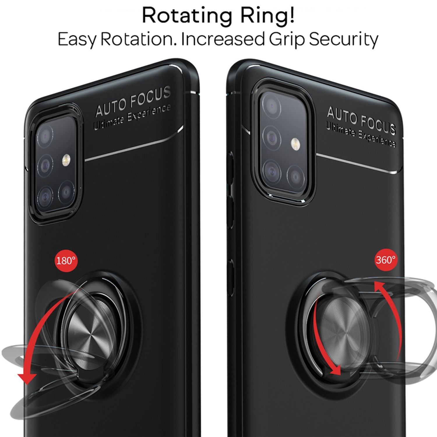NALIA 360° Ring Handyhülle für Samsung Galaxy A71, Robuste Silikon Handy Schutzhülle Schwarz NALIA Protective Hülle