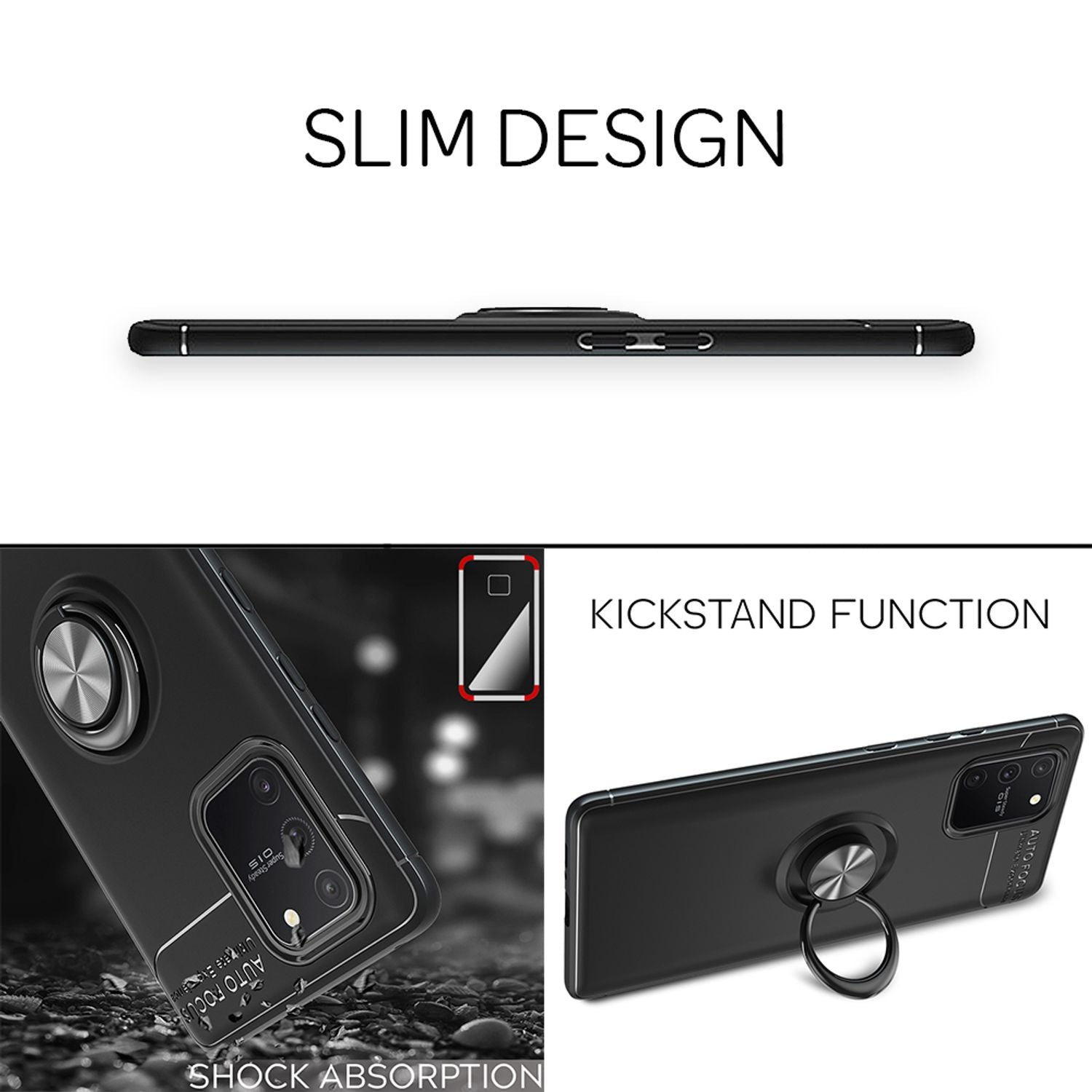 NALIA 360° Ring Handy Hülle für Samsung Galaxy S10 Lite, Silikon Cover Case Etui Rose Gold NALIA Protective Hülle