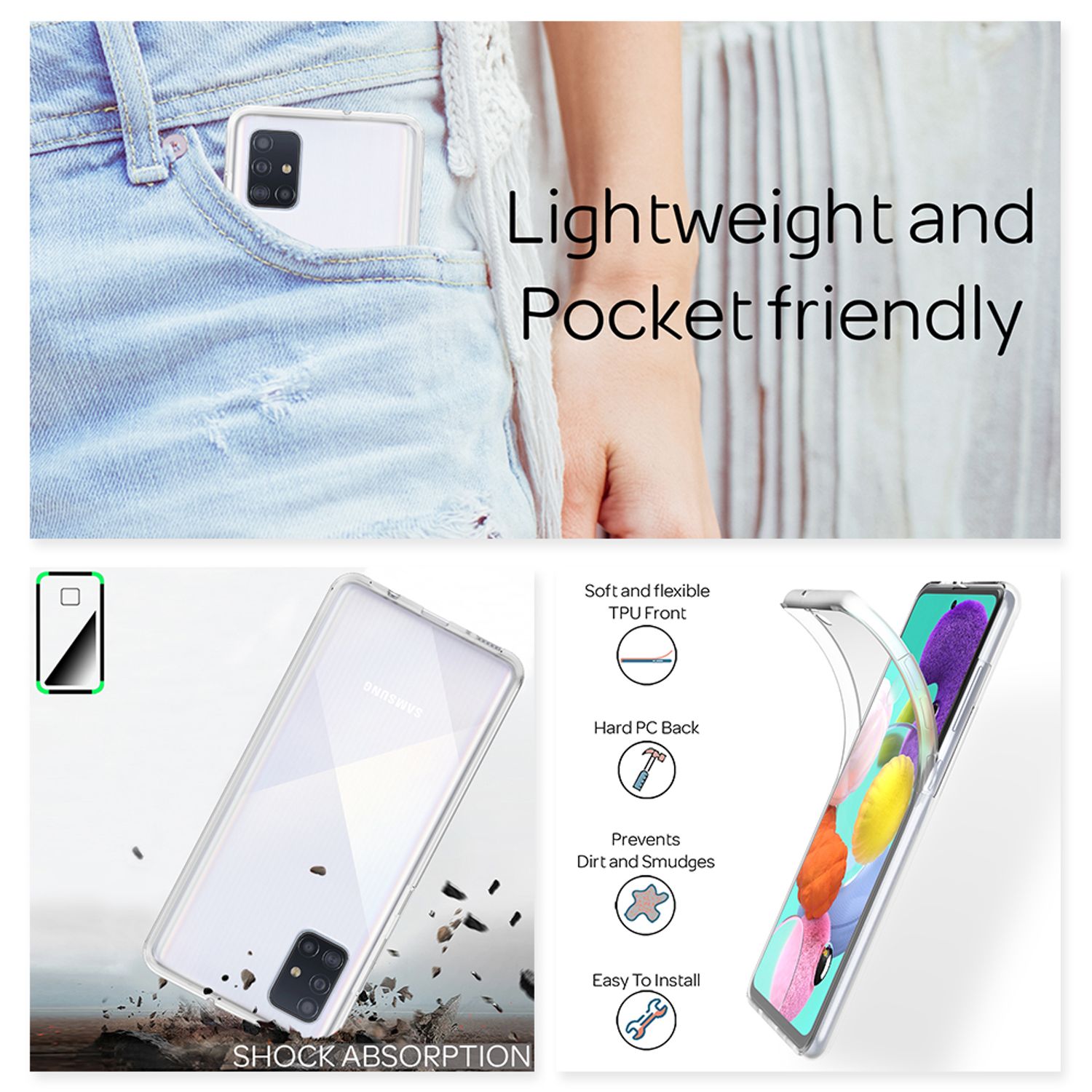 NALIA 360 Grad Handy Hülle für Samsung Galaxy A51, Full Cover Case Rundum Bumper Default Title NALIA Transparente Hülle