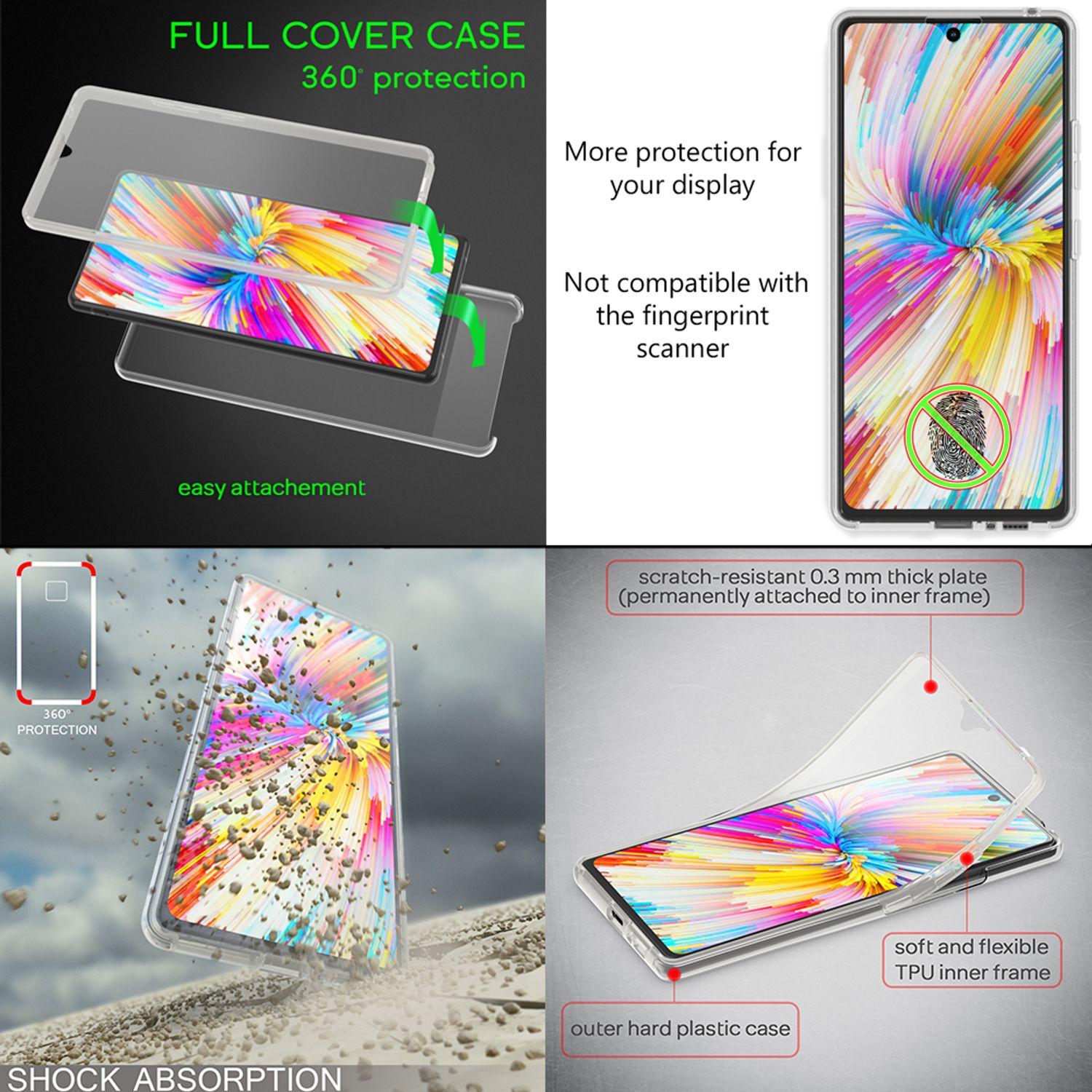 NALIA 360 Grad Handy Hülle kompatibel mit Samsung Galaxy S10 Lite, Full Cover Default Title NALIA Transparente Hülle